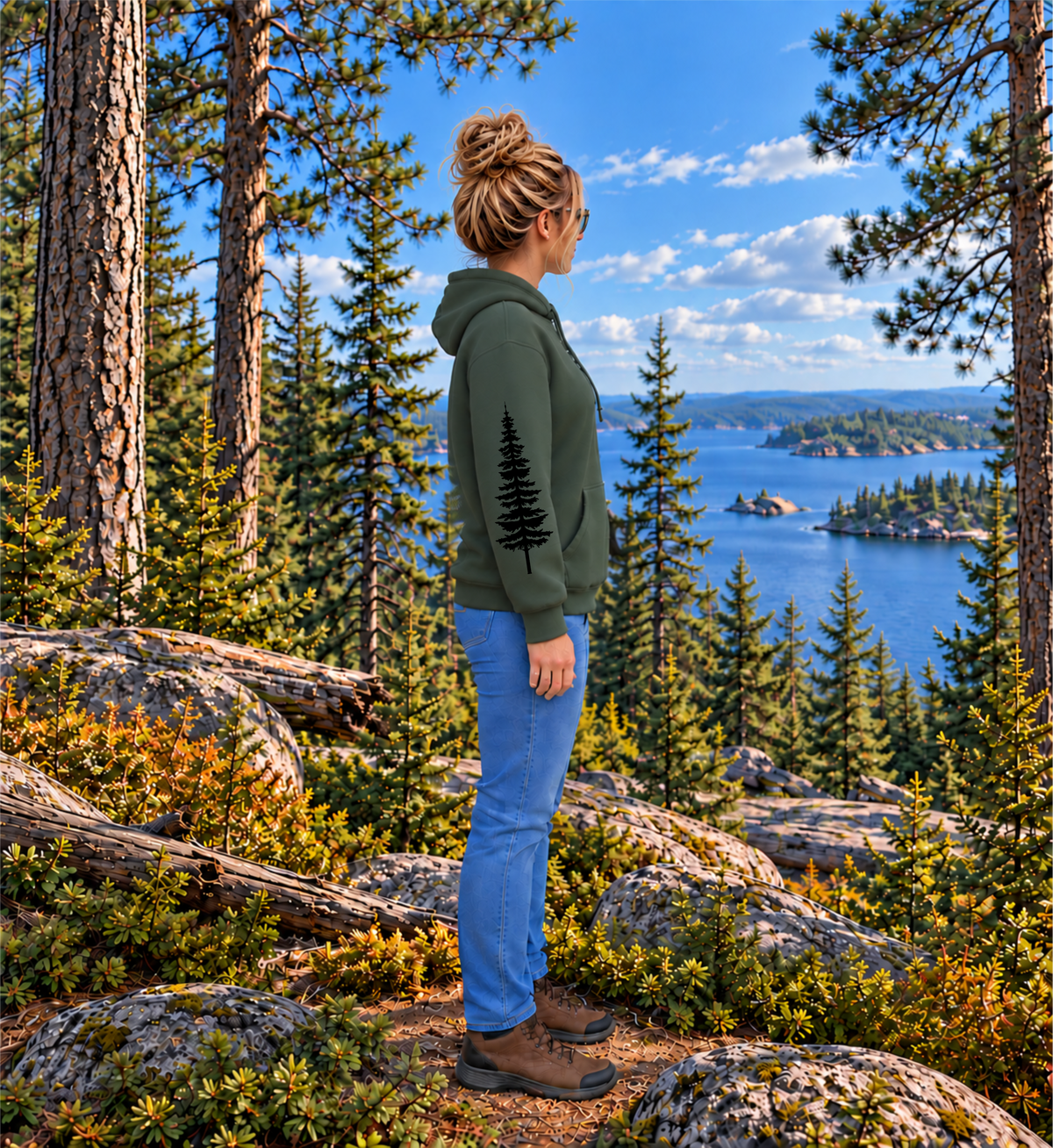 Forest Pine trees and single tree on the arms Sweatshirt