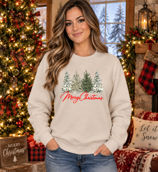 Merry Christmas with Watercolor Christmas Trees
