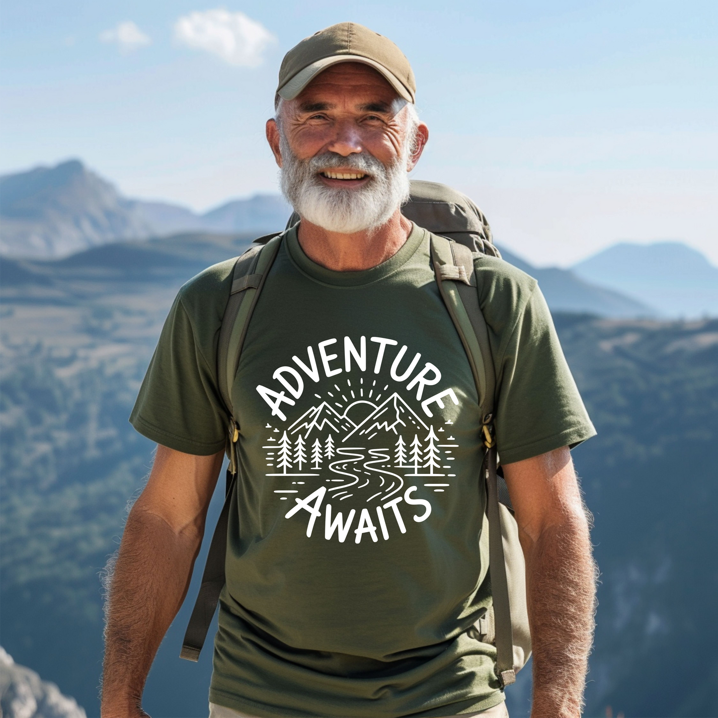 Adventure awaits mountain scene