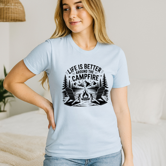 Life is better around the campfire scene