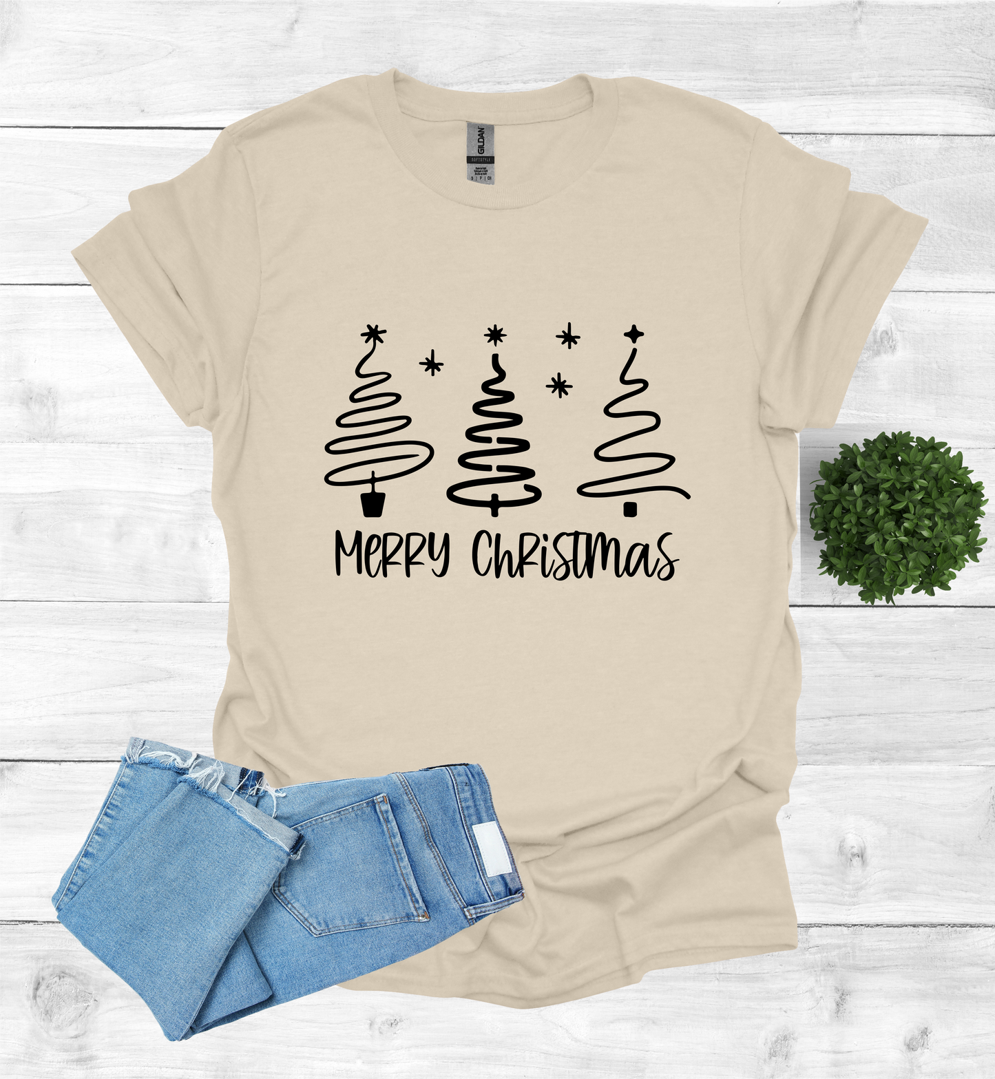 Merry Christmas Shirt with 3 Trees