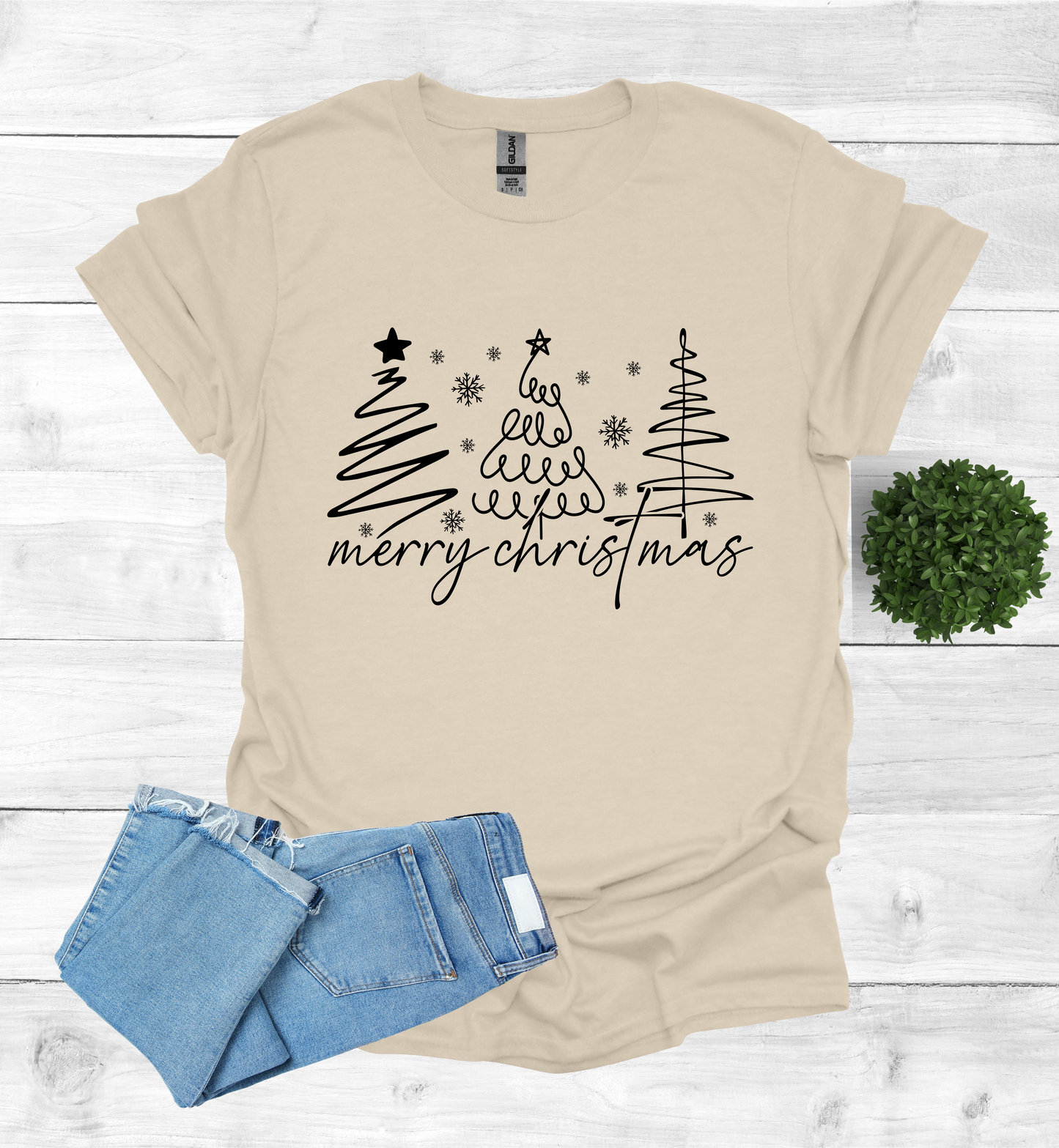 Christmas Trees with Merry Christmas