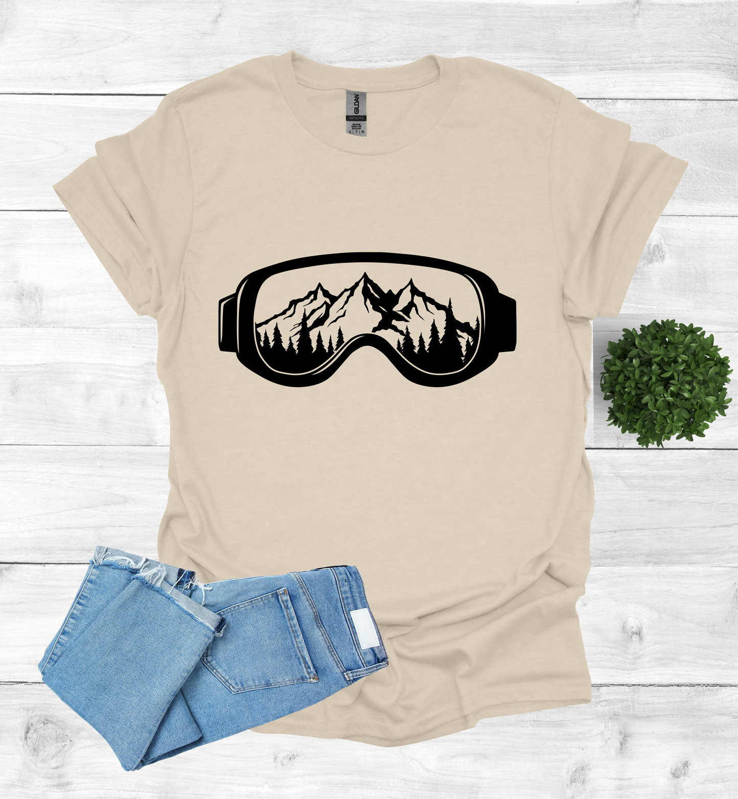 Snow Goggles Mountain Scene T-Shirt
