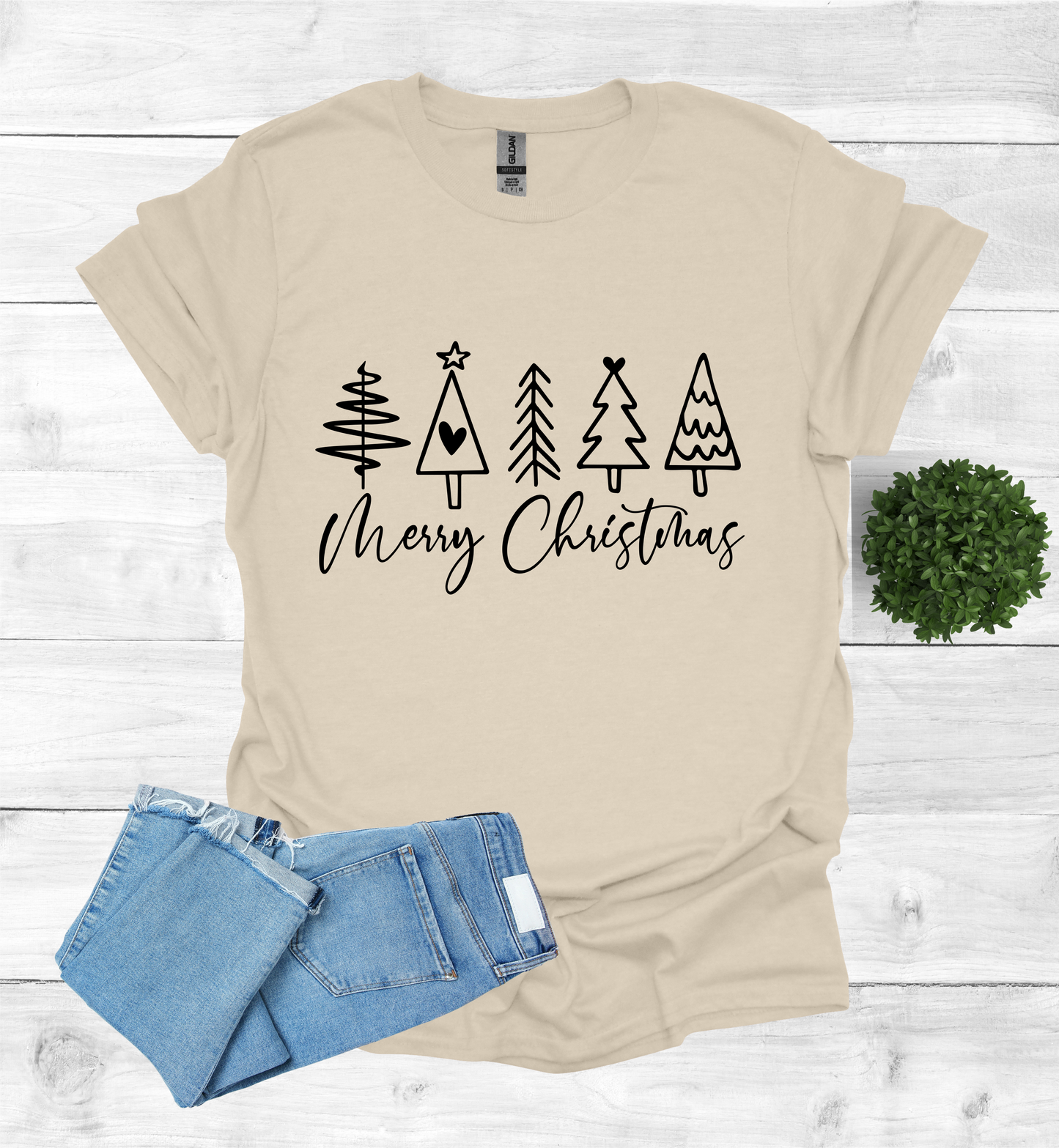 Merry Christmas Shirt with 5 Trees