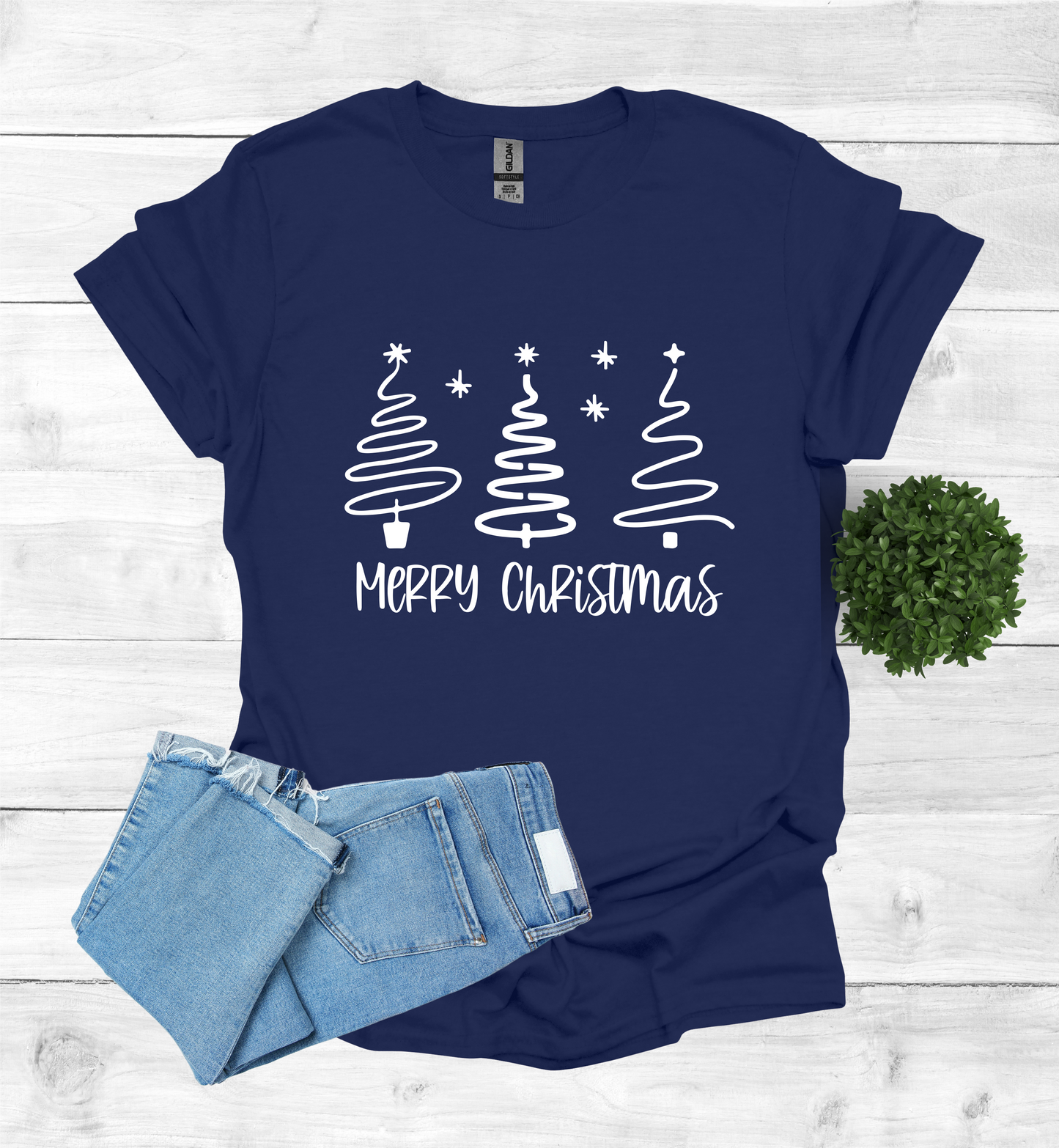 Merry Christmas Shirt with 3 Trees