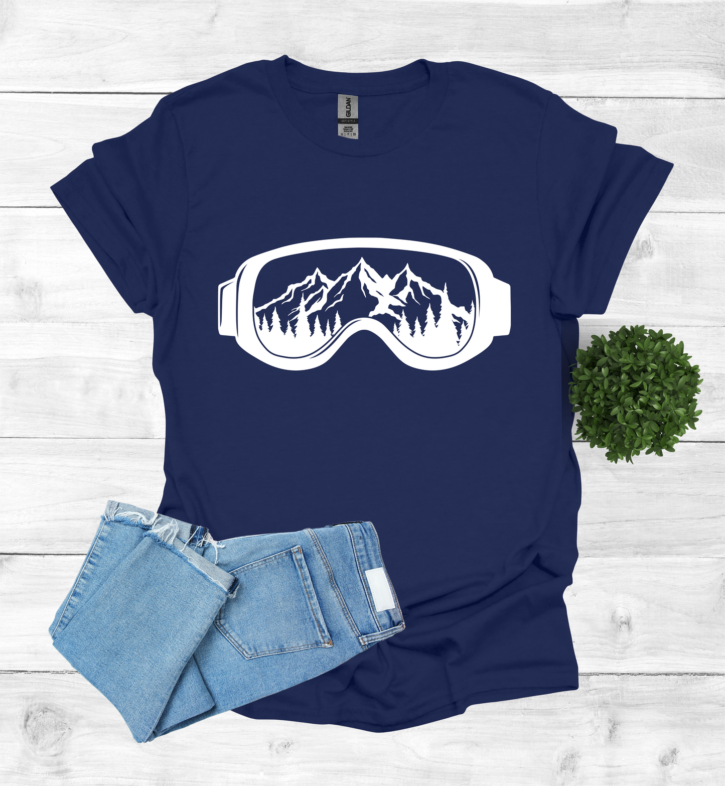 Snow Goggles Mountain Scene T-Shirt