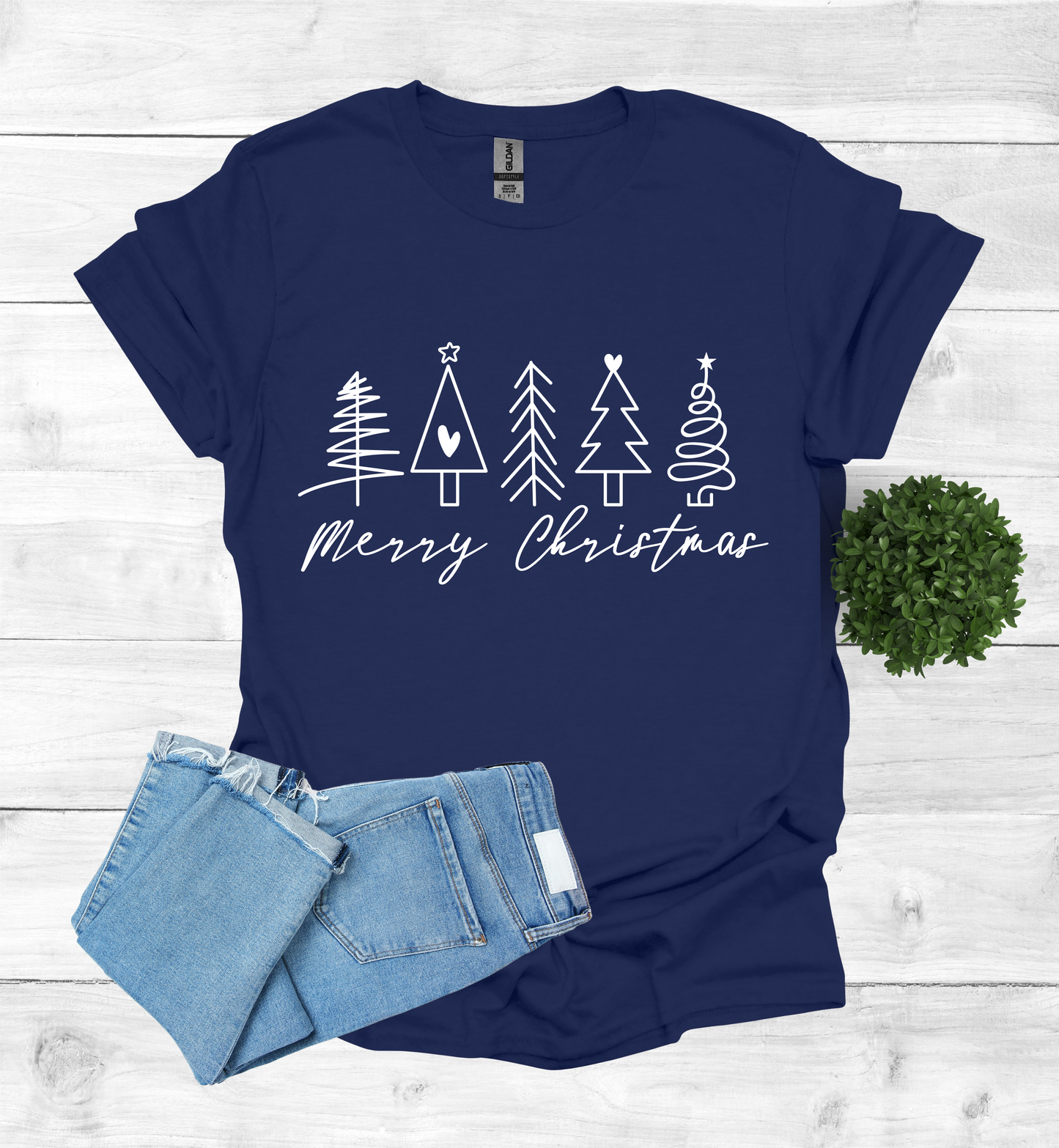 5 Christmas trees with Merry Christmas