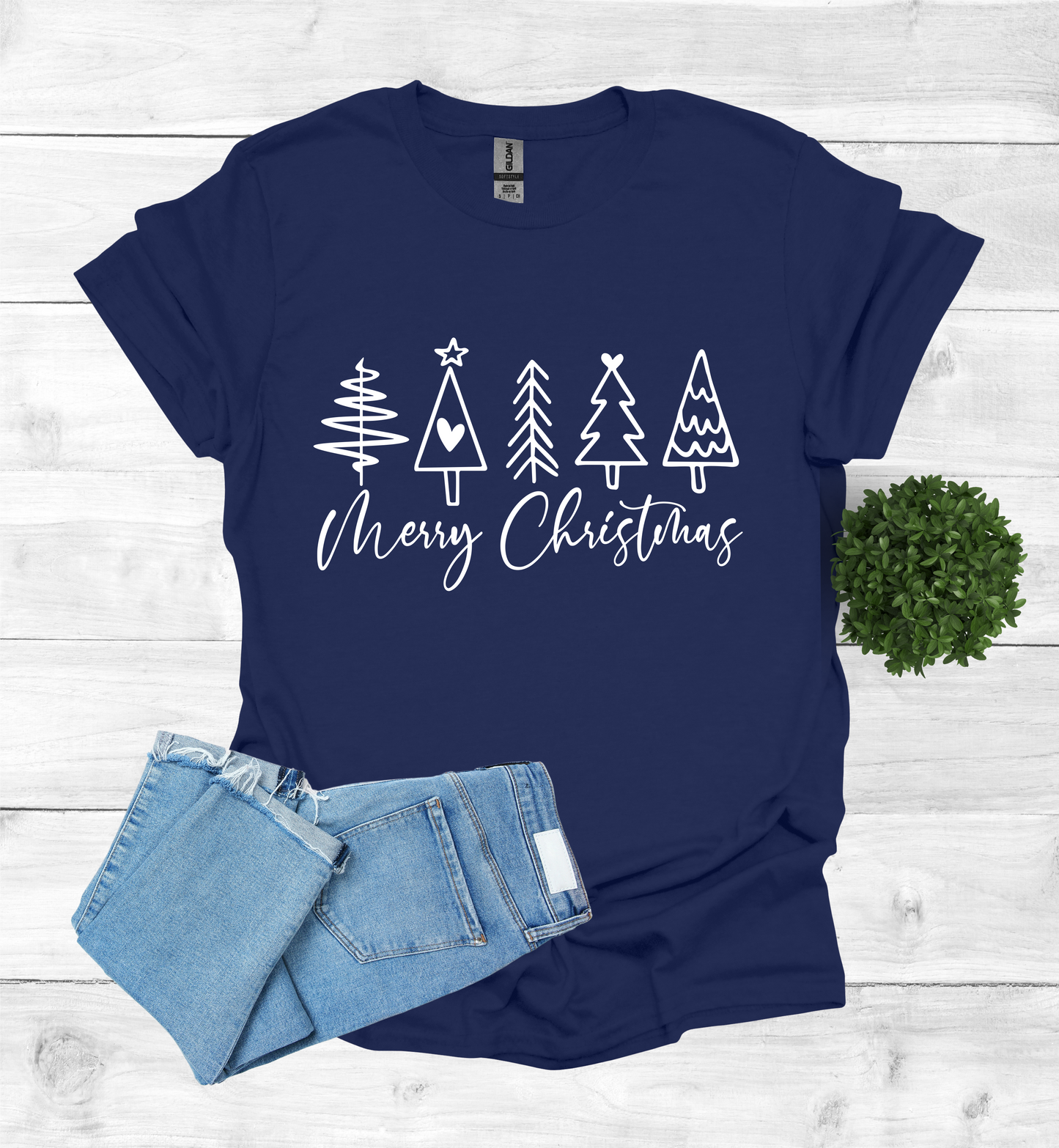 Merry Christmas Shirt with 5 Trees