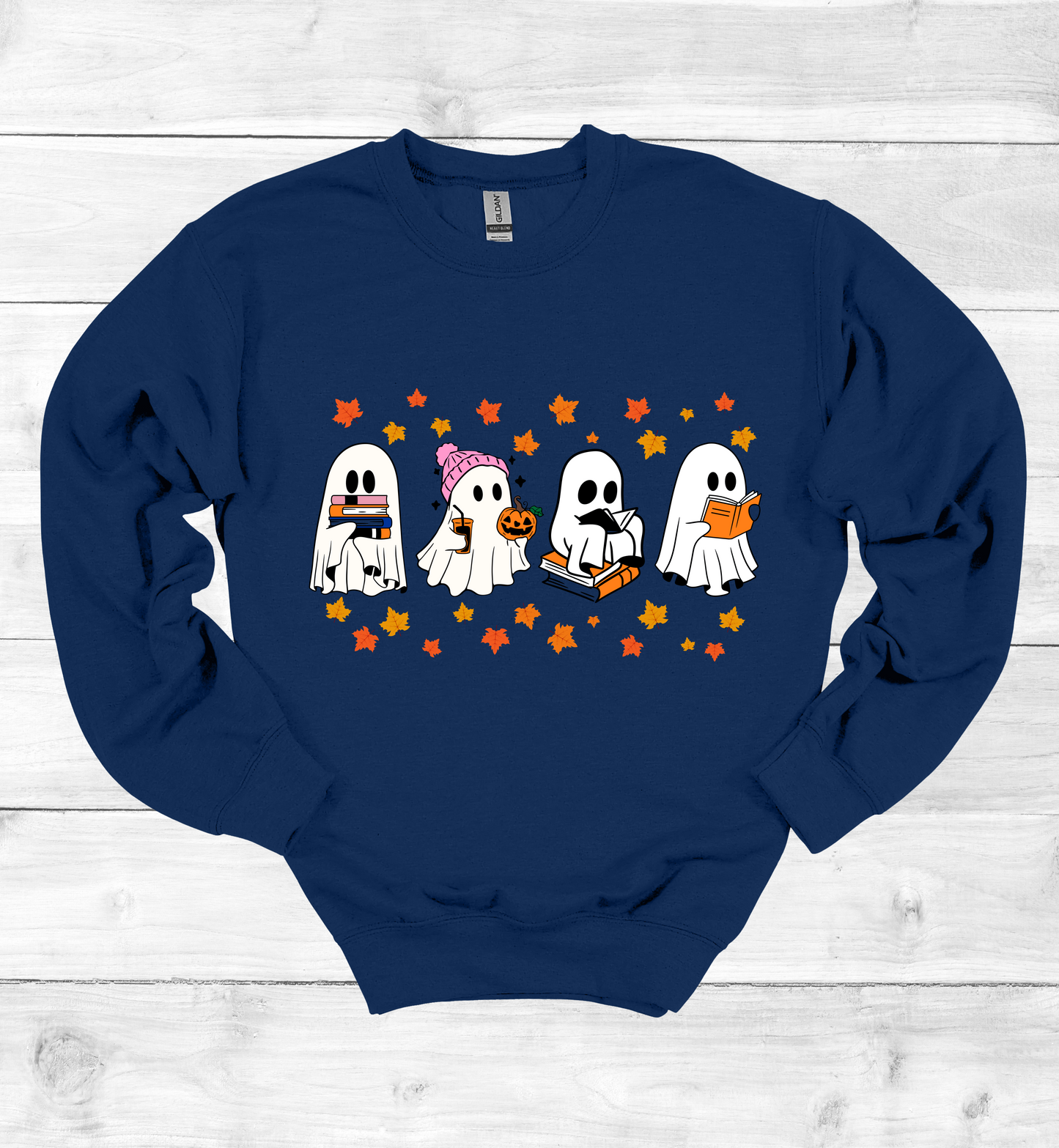 Ghost Reading Books Halloween Sweatshirt