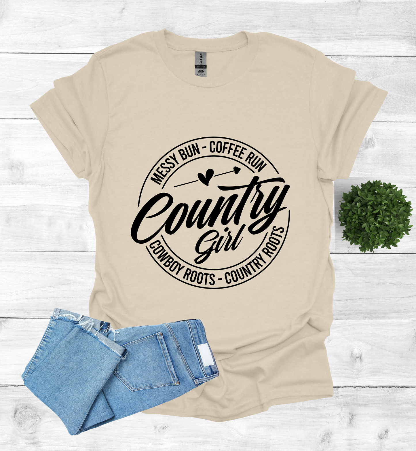 Country Girl Messy Bun, Coffee Run T-Shirt