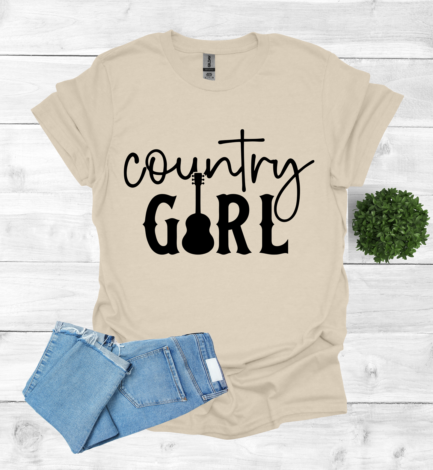 Country Girl Words with a Guitar as the I in the word Girl