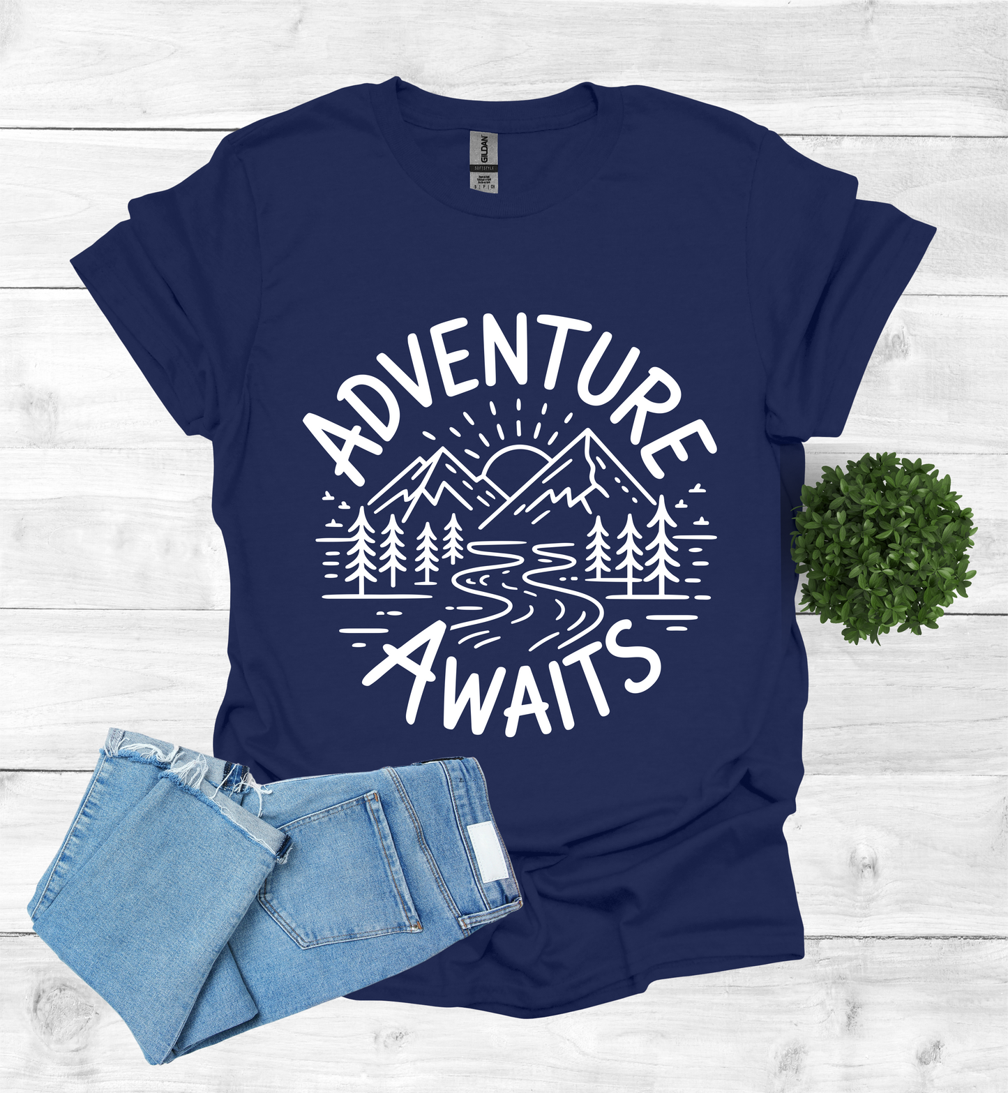 Adventure awaits mountain scene