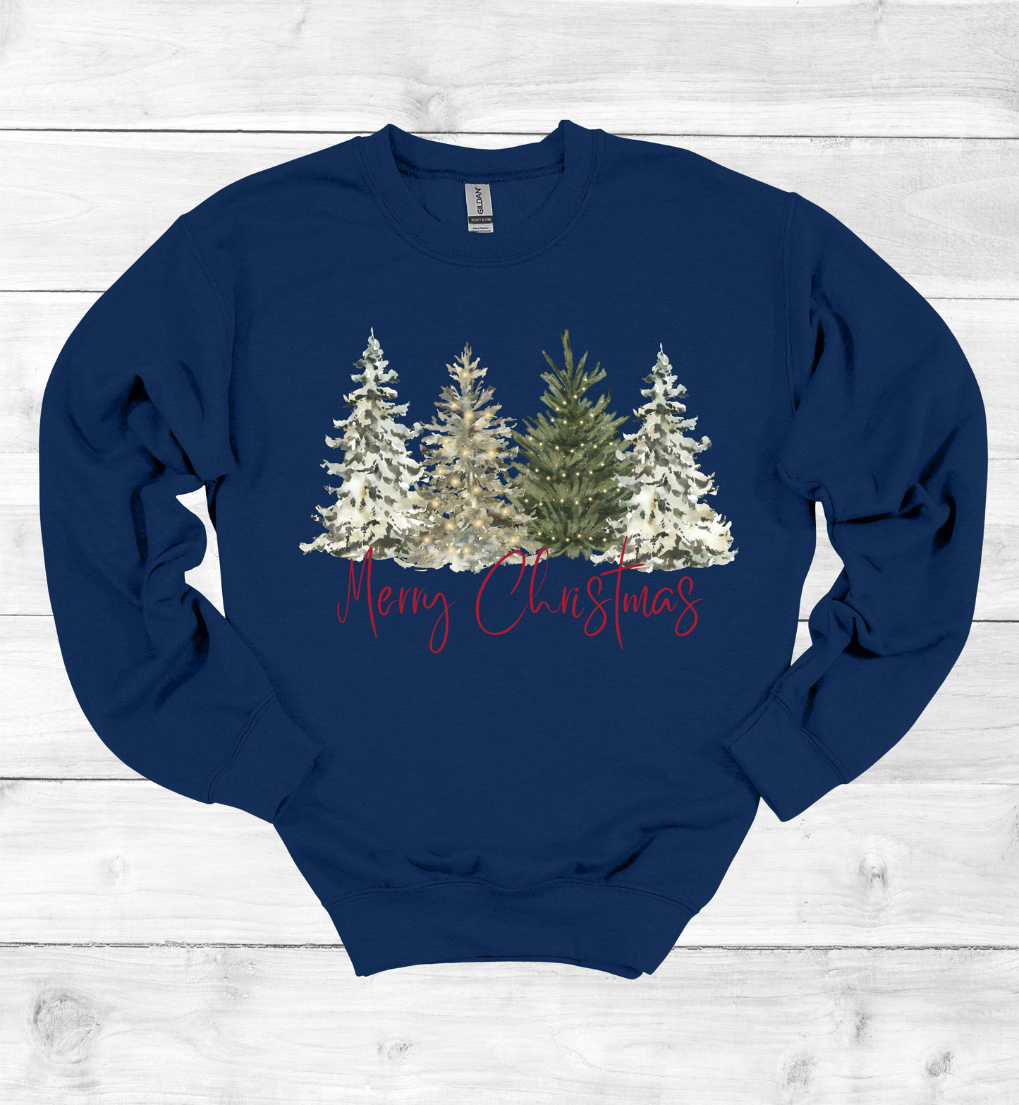 Merry Christmas with Watercolor Christmas Trees