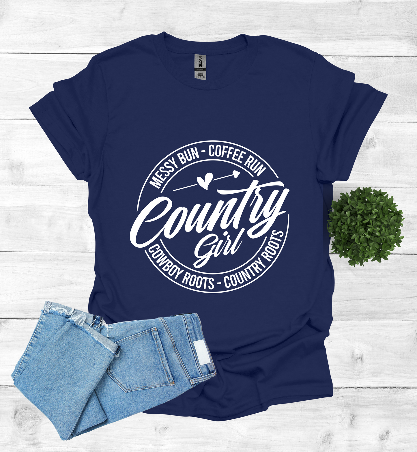 Country Girl Messy Bun, Coffee Run T-Shirt