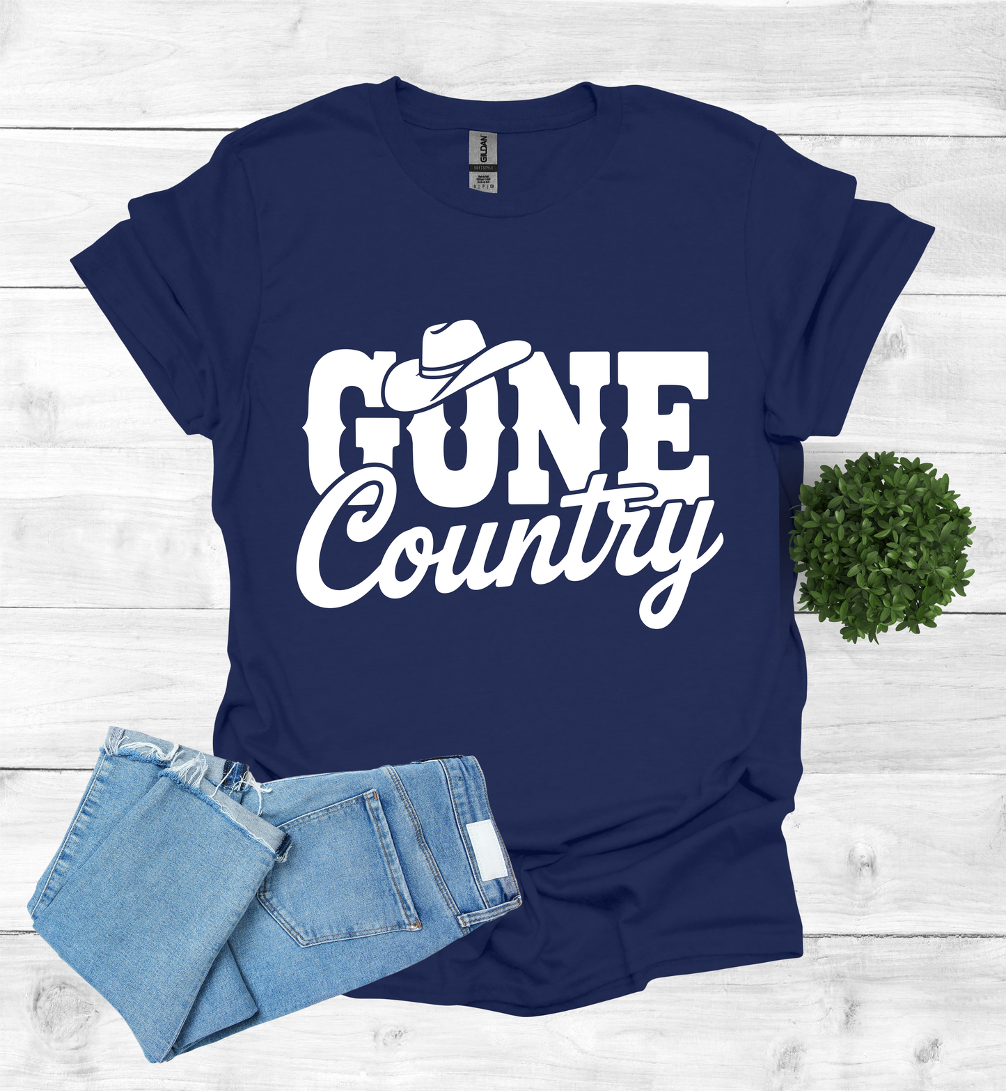 Gone Country saying with small Cowboy Hat