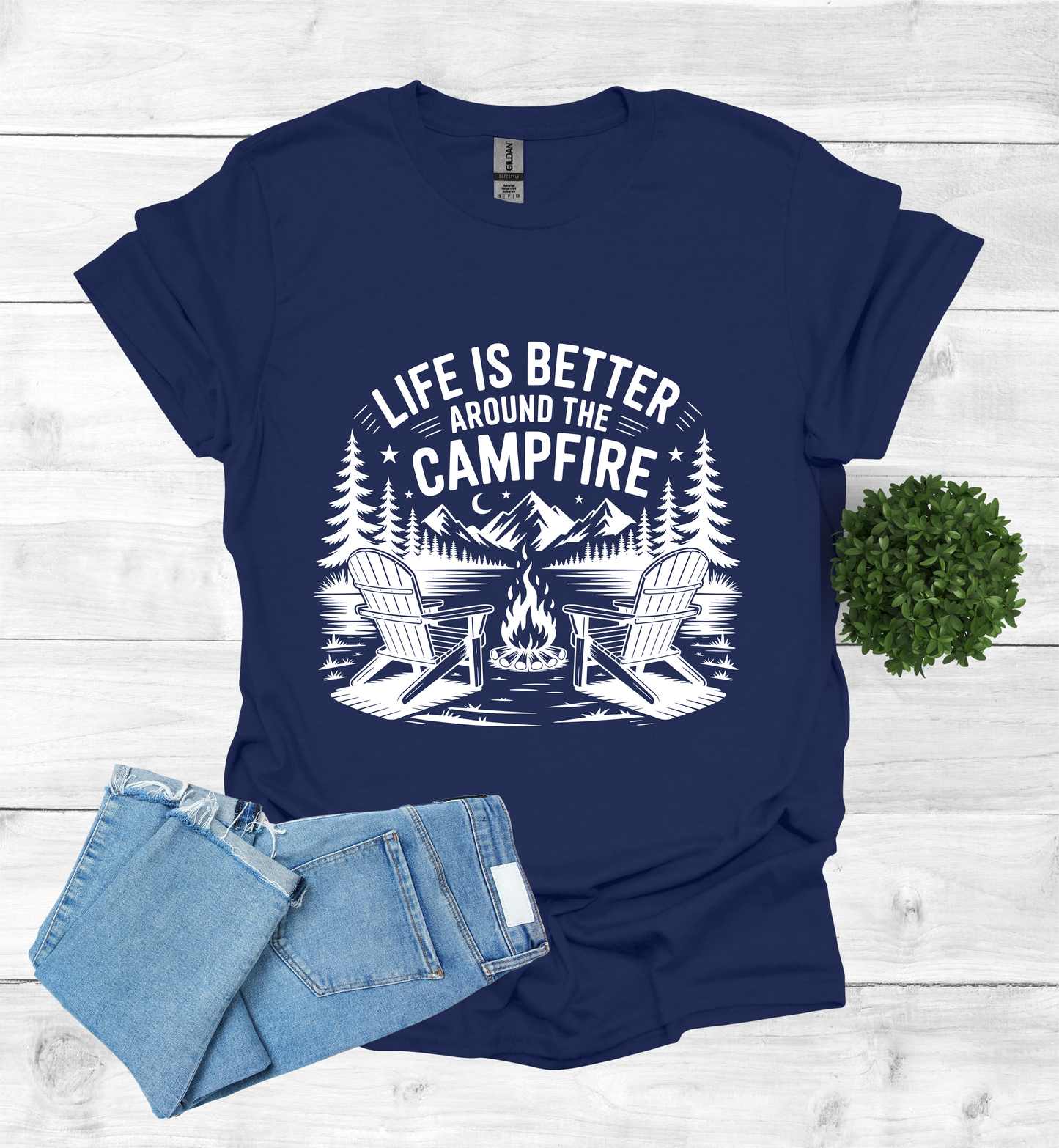 Life is better around the campfire scene