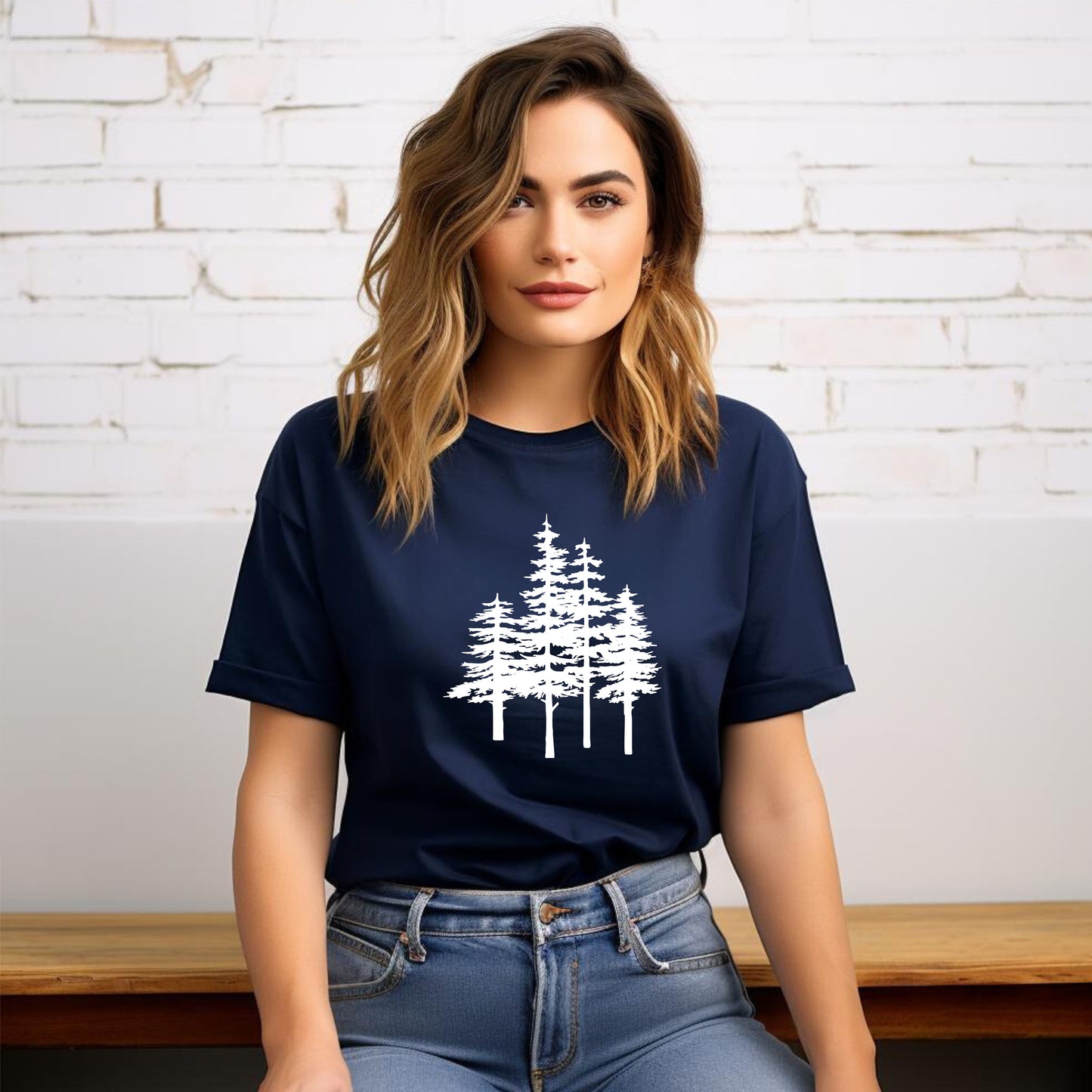 A unique pine trees design on a T-Shirt