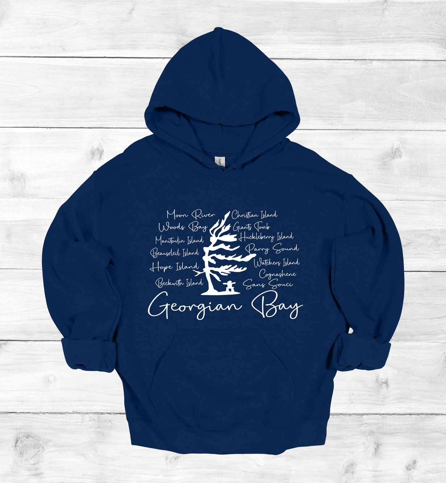 Georgian Bay with Island names Hoodie