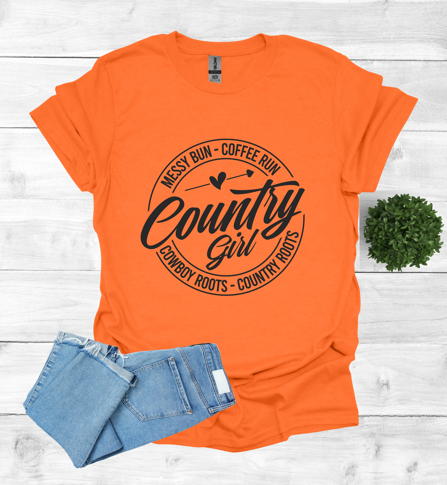Country Girl Messy Bun, Coffee Run T-Shirt