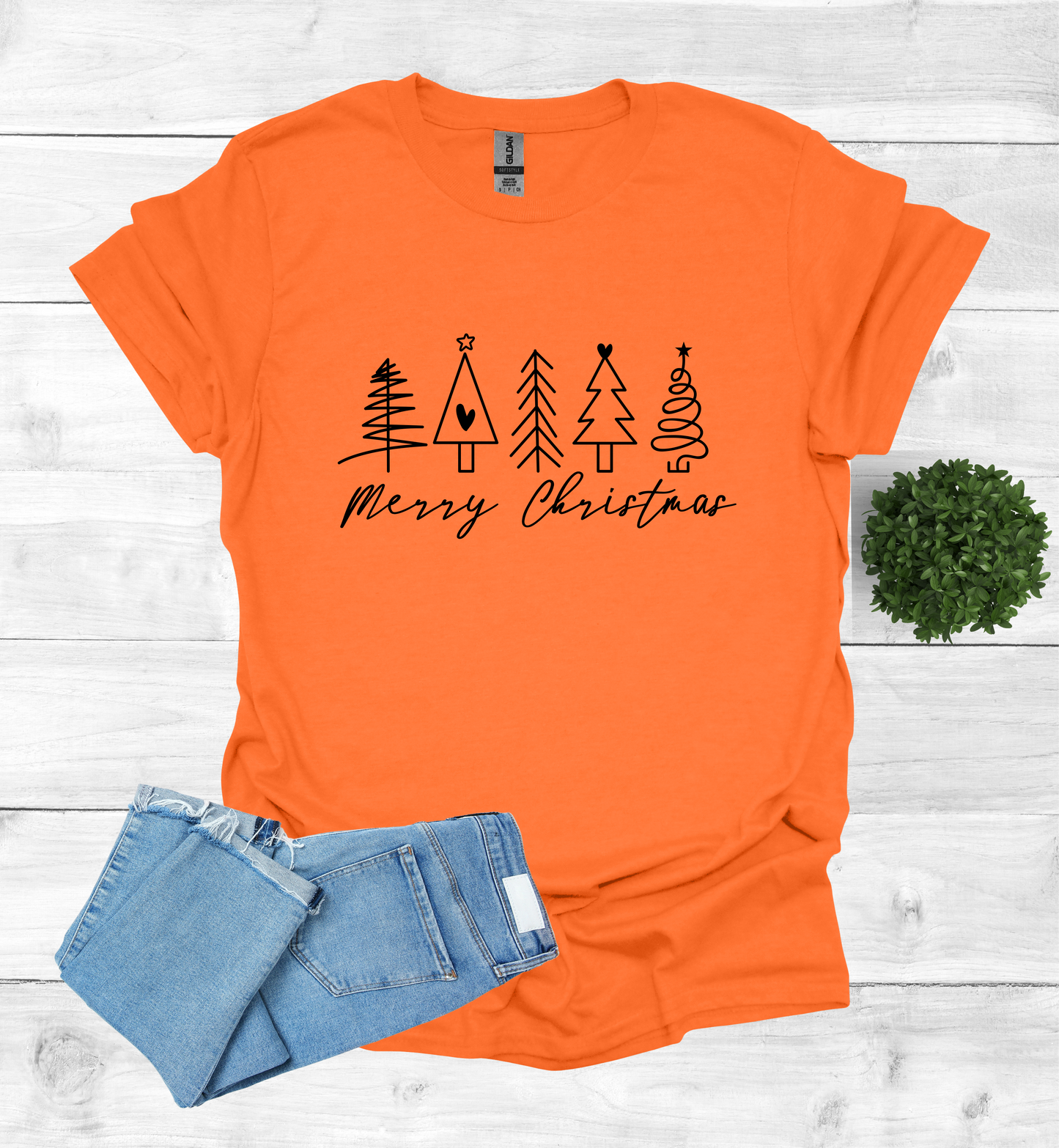 5 Christmas trees with Merry Christmas