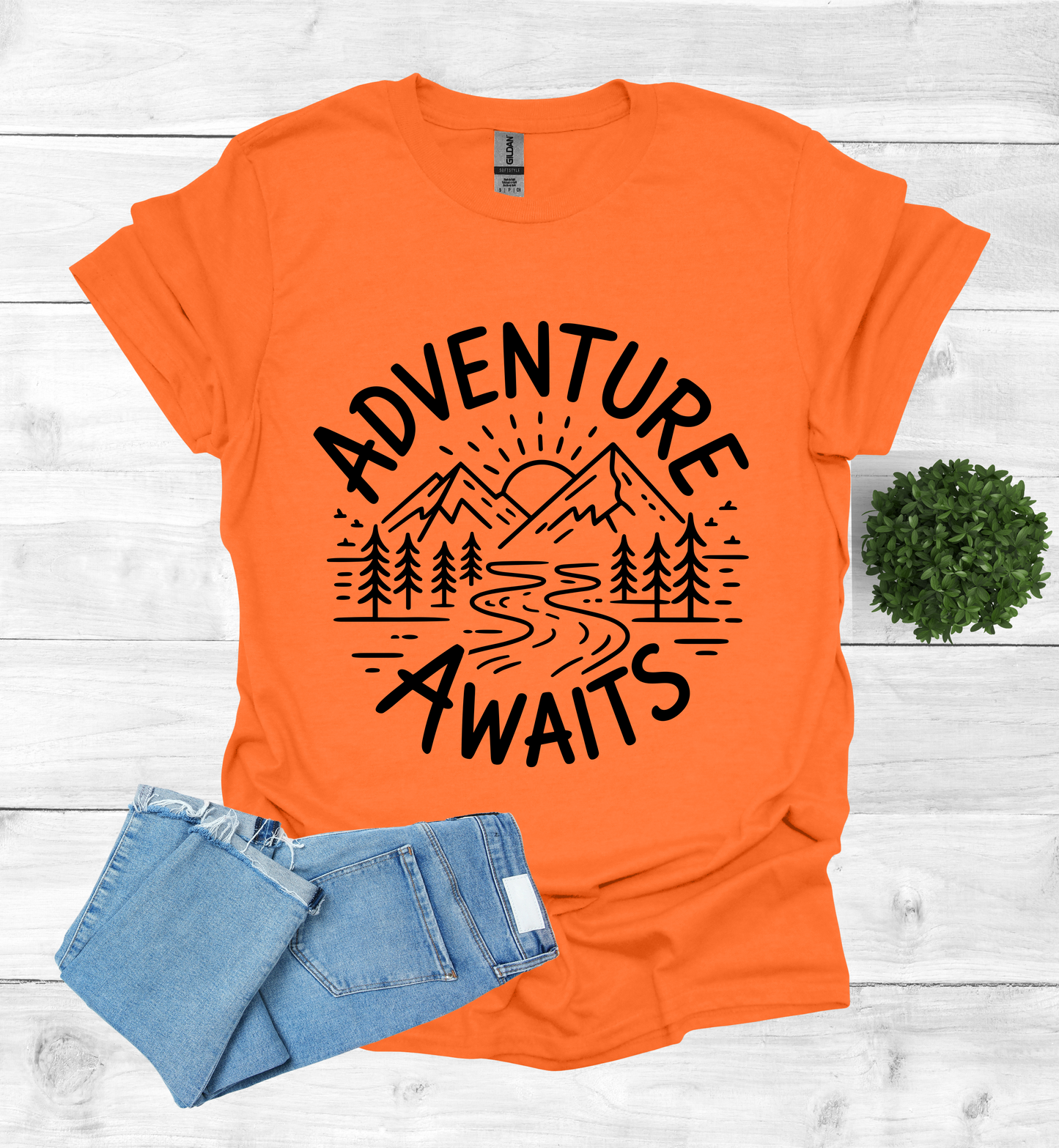 Adventure awaits mountain scene