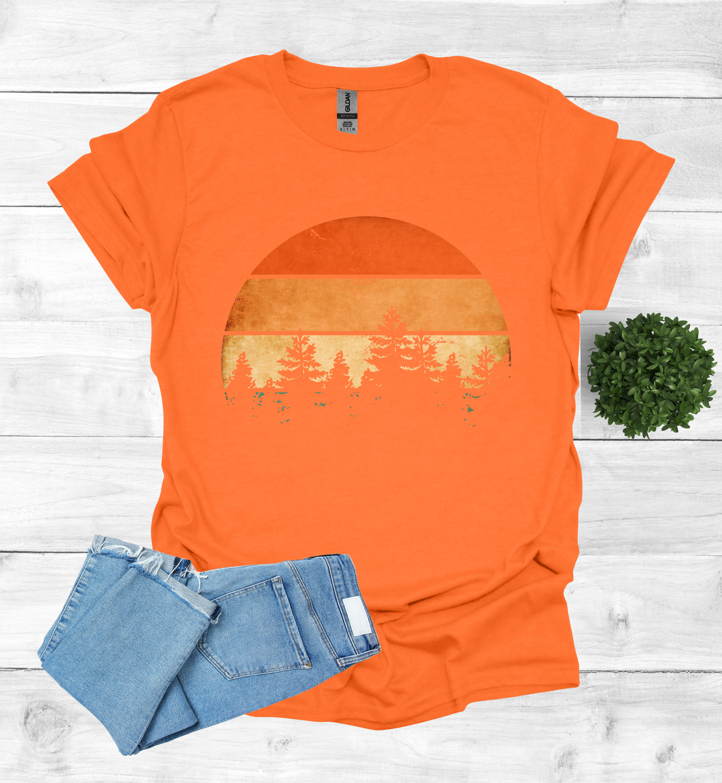 Beautiful Retro Pine Tree forest, Retro sunset Shirt1