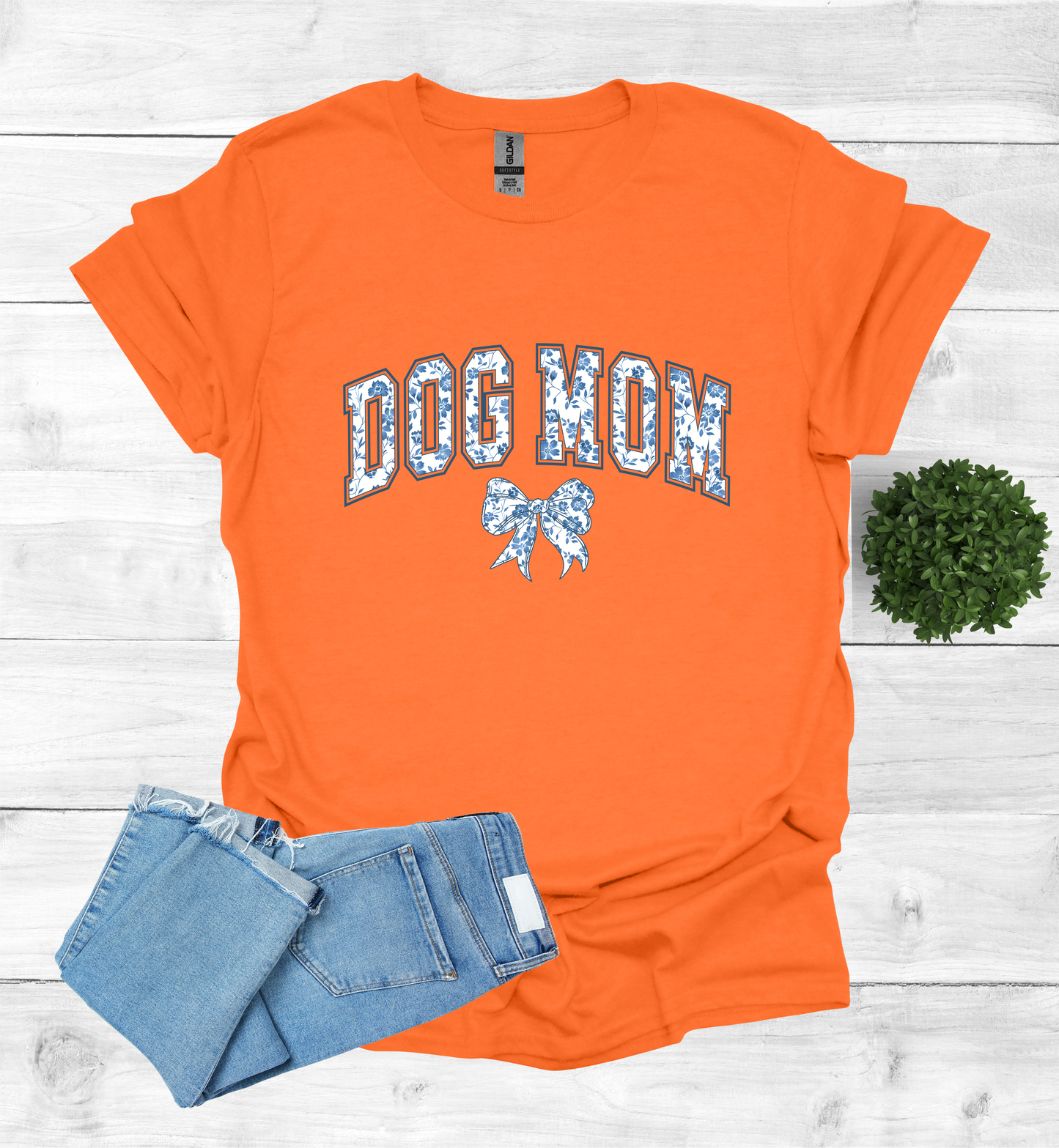 Dog Mom Chinoiserie Blue Coquette T-Shirt