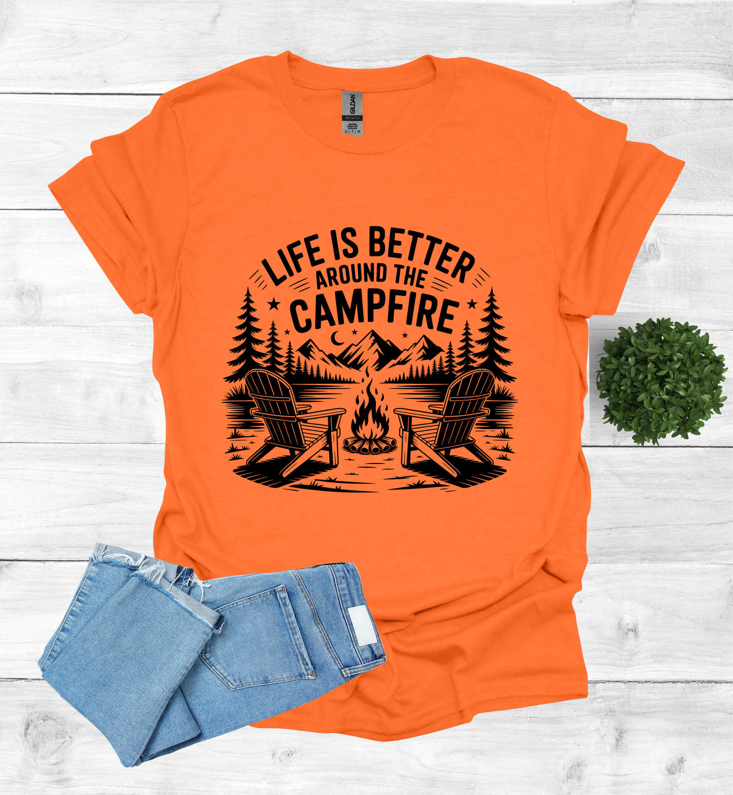 Life is better around the campfire scene
