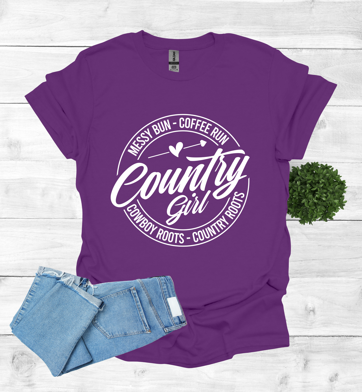 Country Girl Messy Bun, Coffee Run T-Shirt