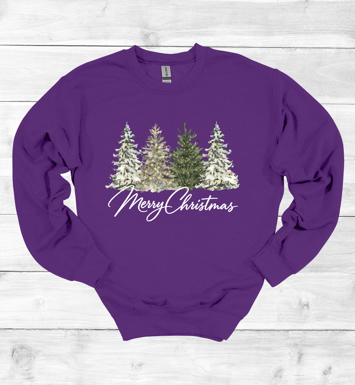 Merry Christmas with Watercolor Christmas Trees