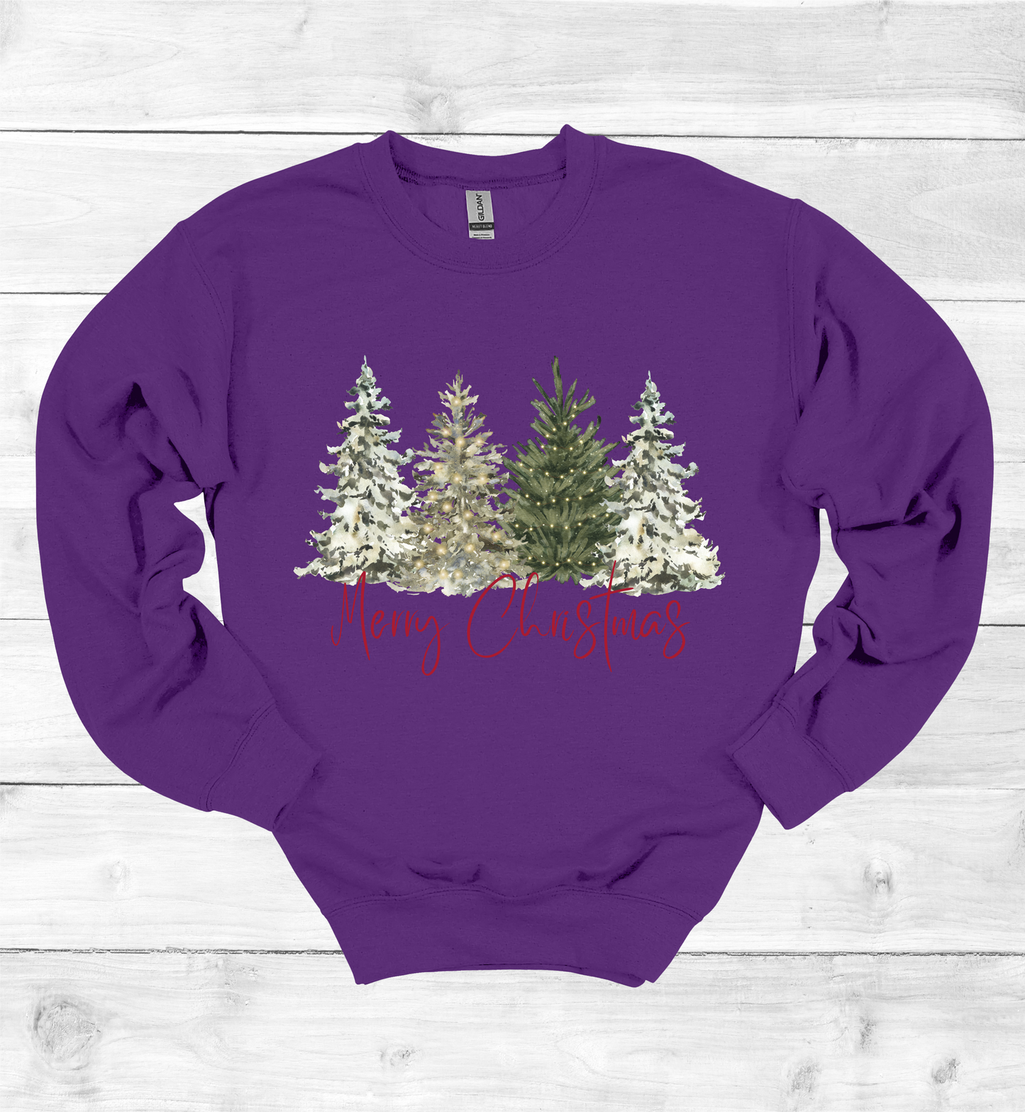 Merry Christmas with Watercolor Christmas Trees