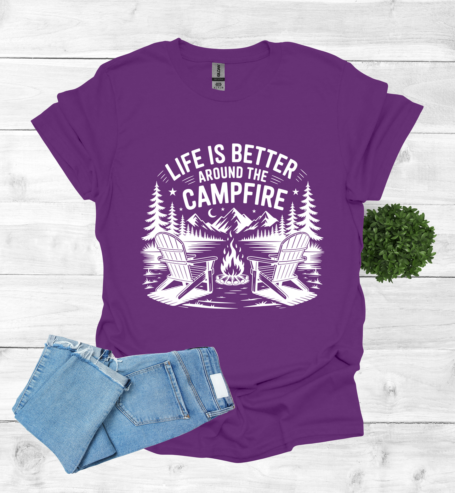 Life is better around the campfire scene