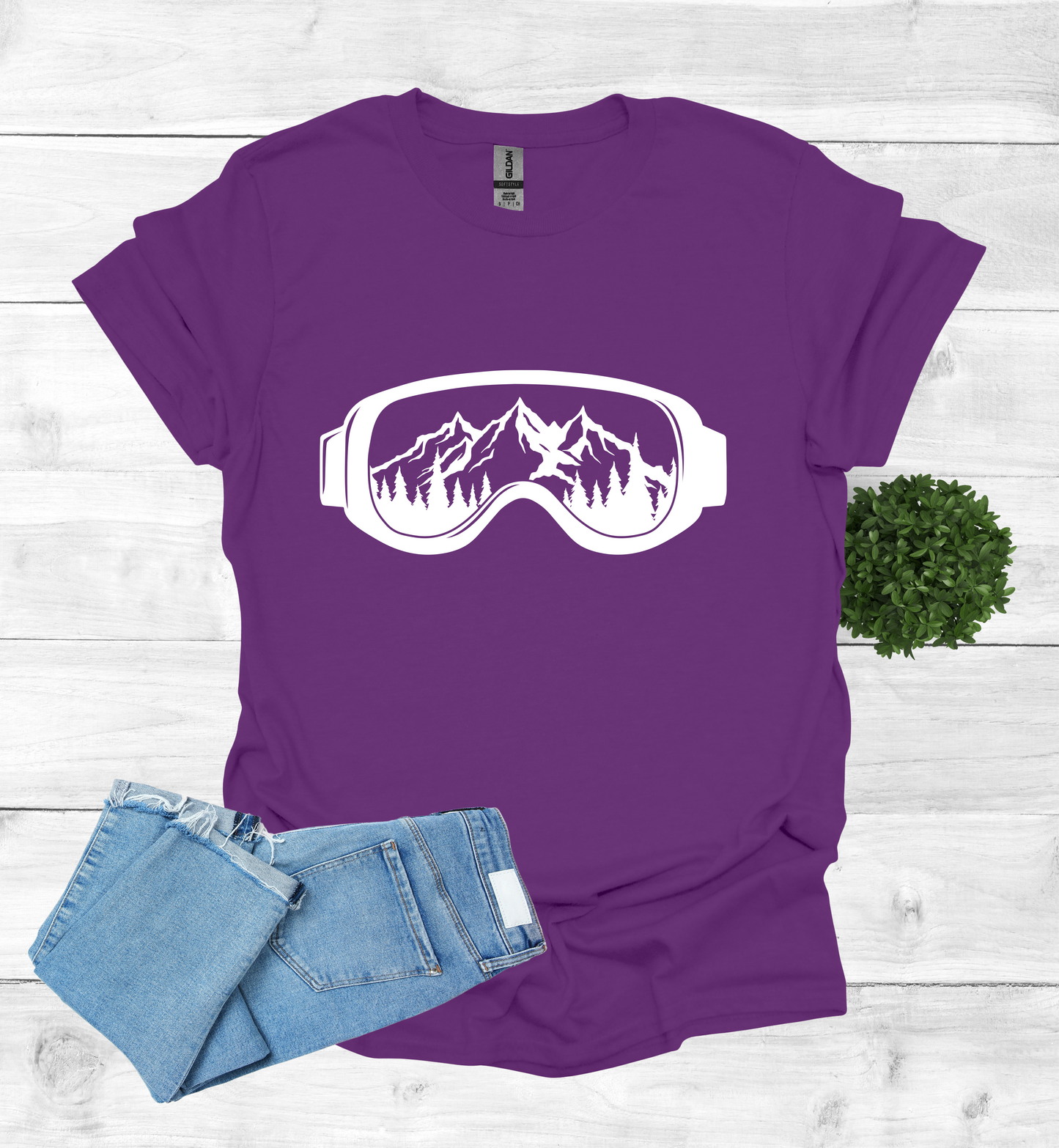 Snow Goggles Mountain Scene T-Shirt