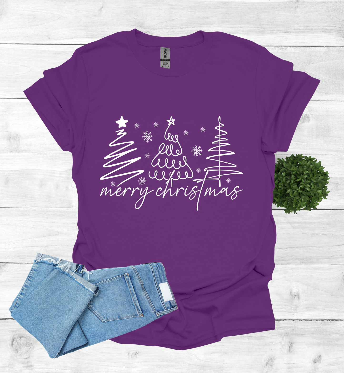 Christmas Trees with Merry Christmas