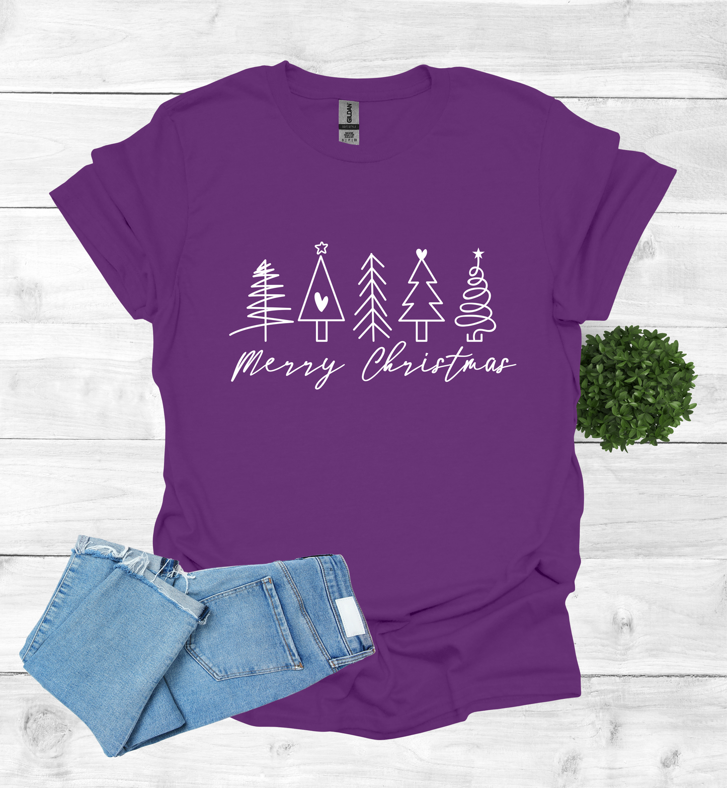 5 Christmas trees with Merry Christmas