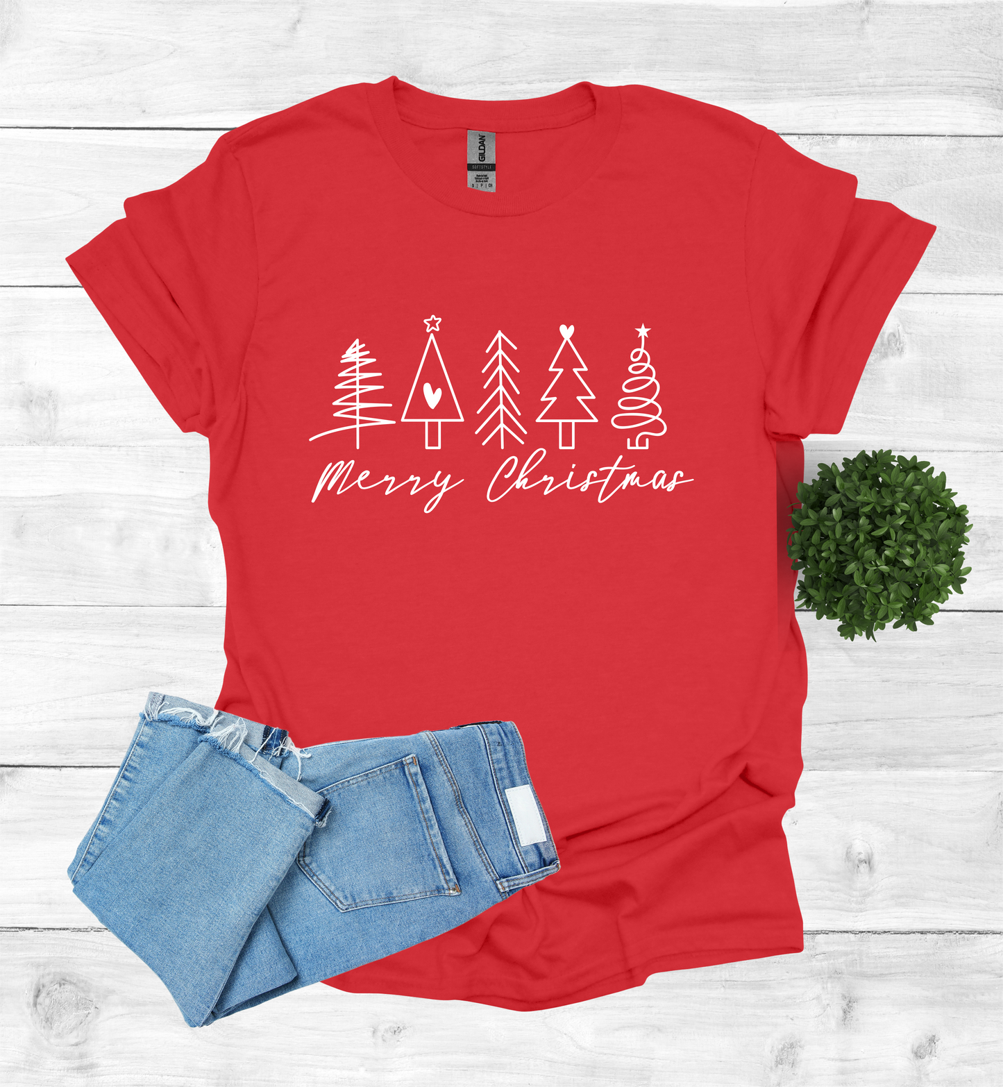 5 Christmas trees with Merry Christmas