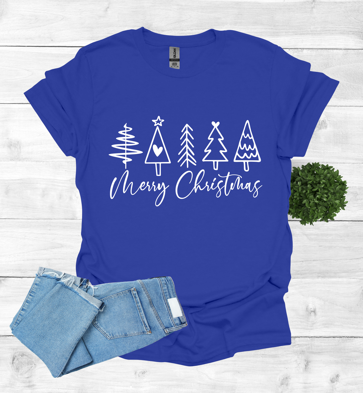 Merry Christmas Shirt with 5 Trees