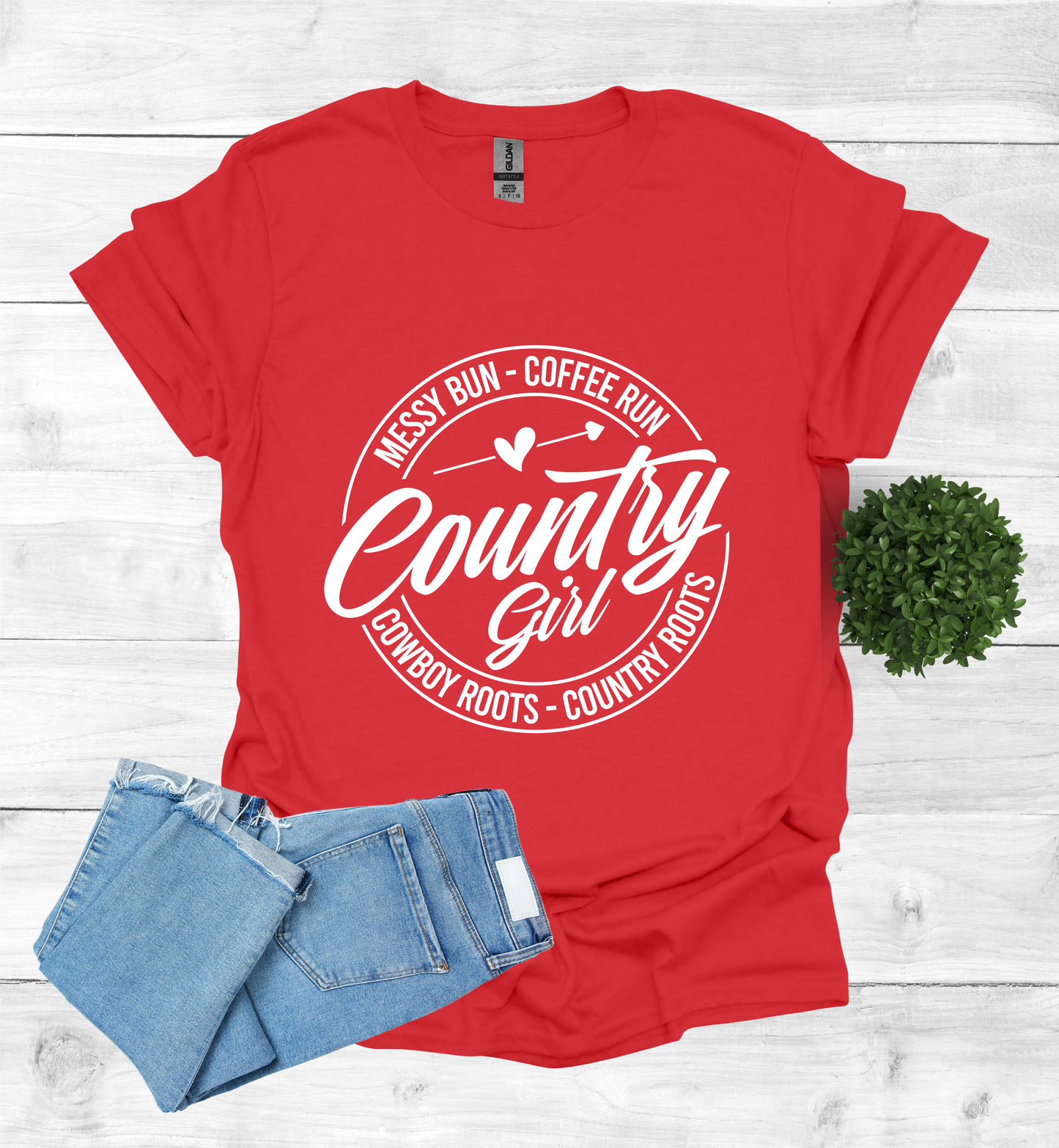 Country Girl Messy Bun, Coffee Run T-Shirt