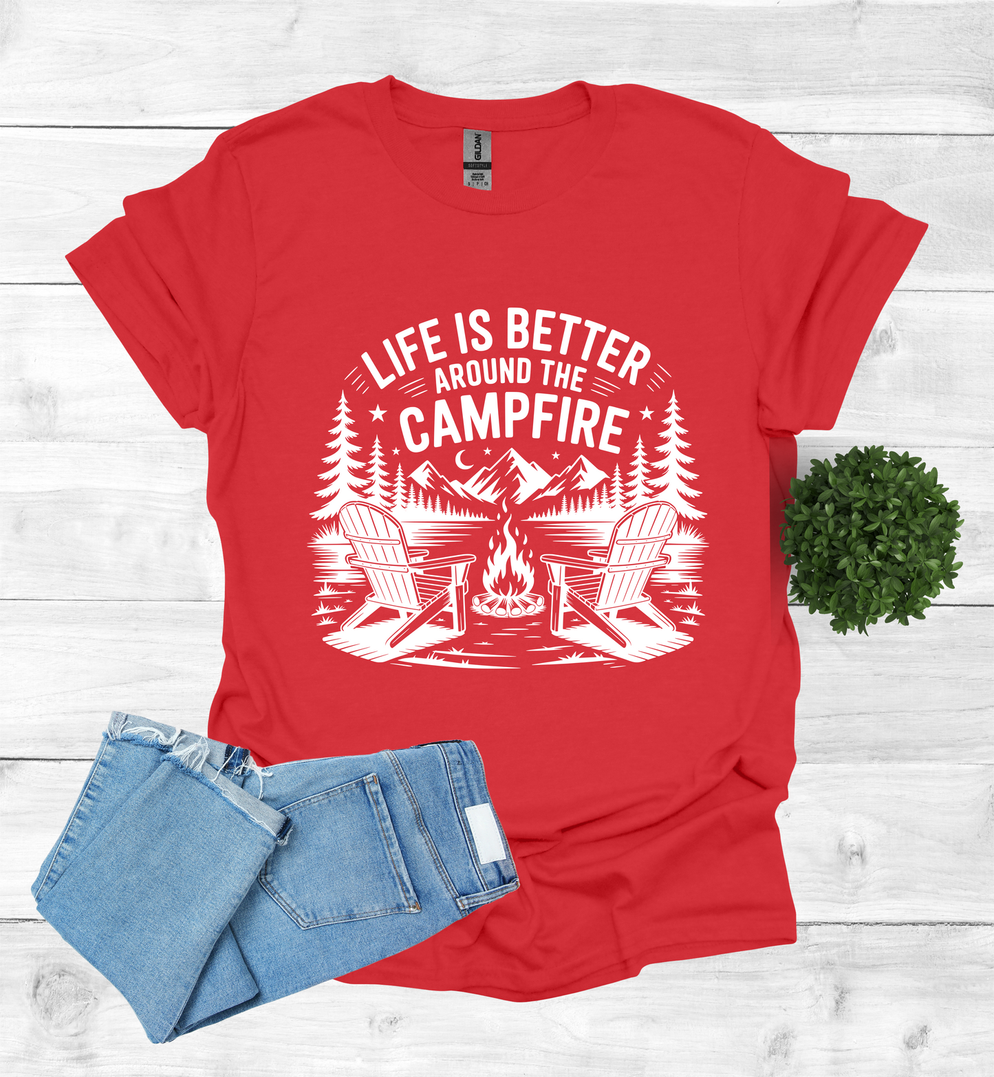 Life is better around the campfire scene