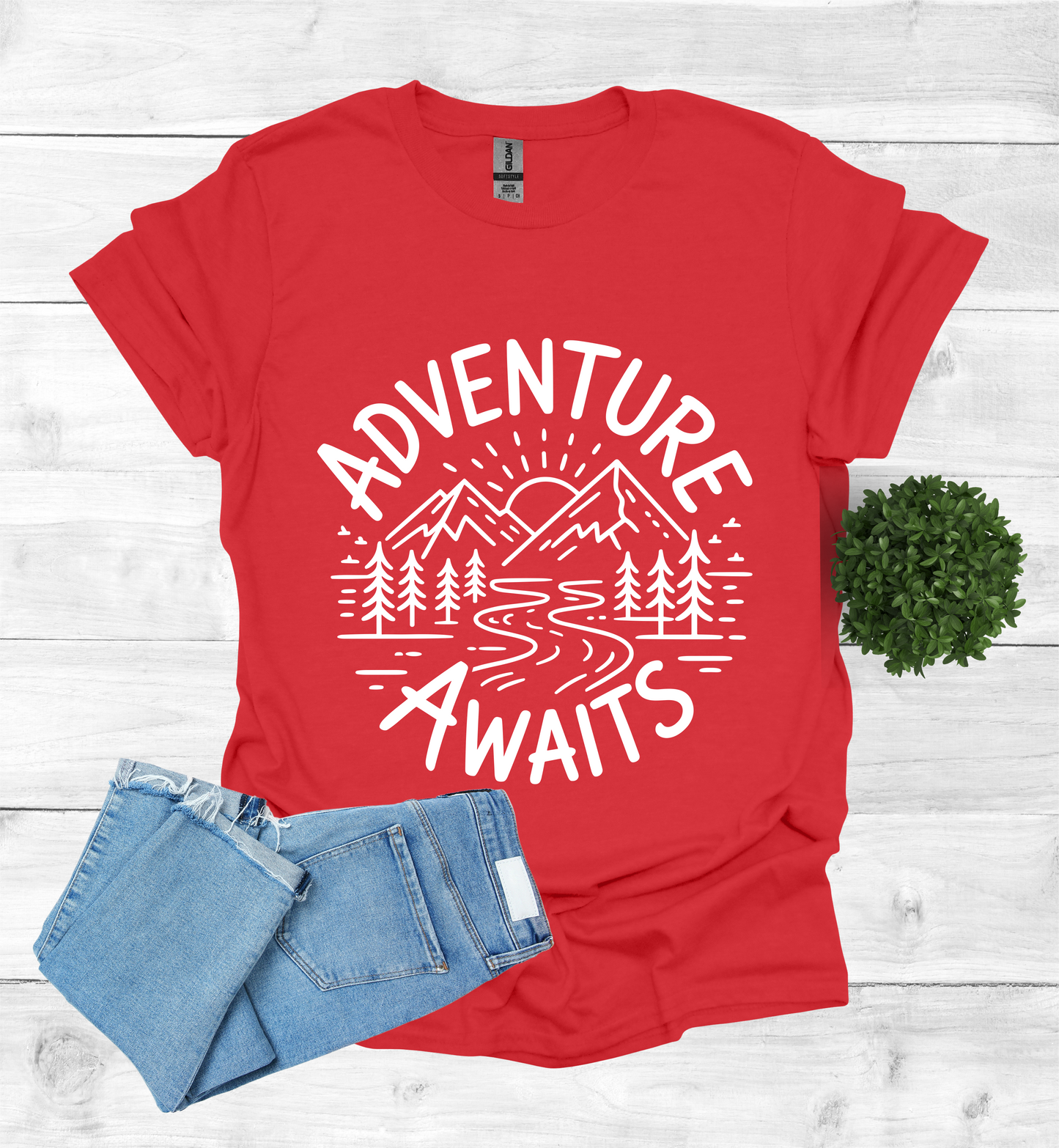 Adventure awaits mountain scene