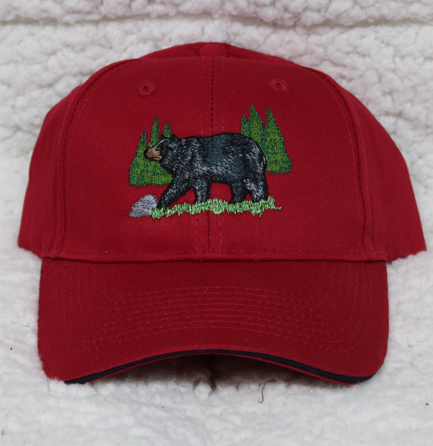 Black bear wildlife scene embroidered hat