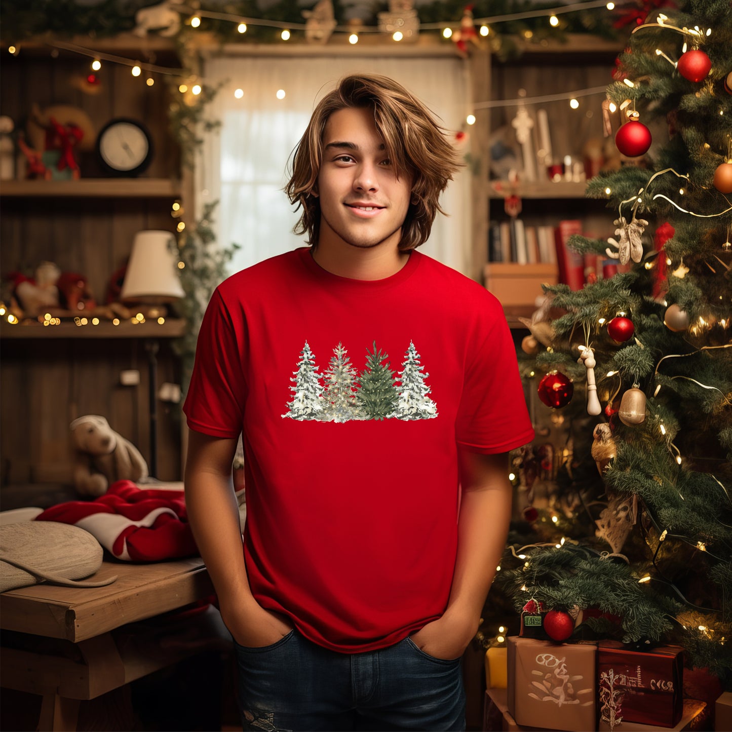 Water Color Christmas Trees T-Shirt1