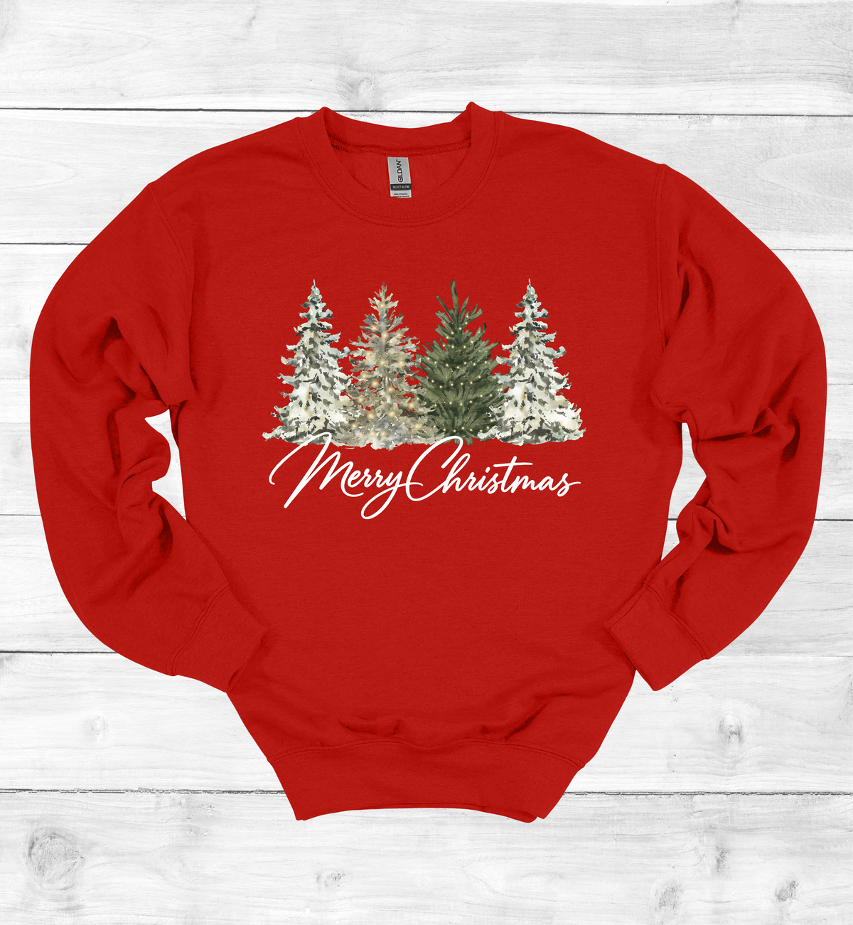 Merry Christmas with Watercolor Christmas Trees