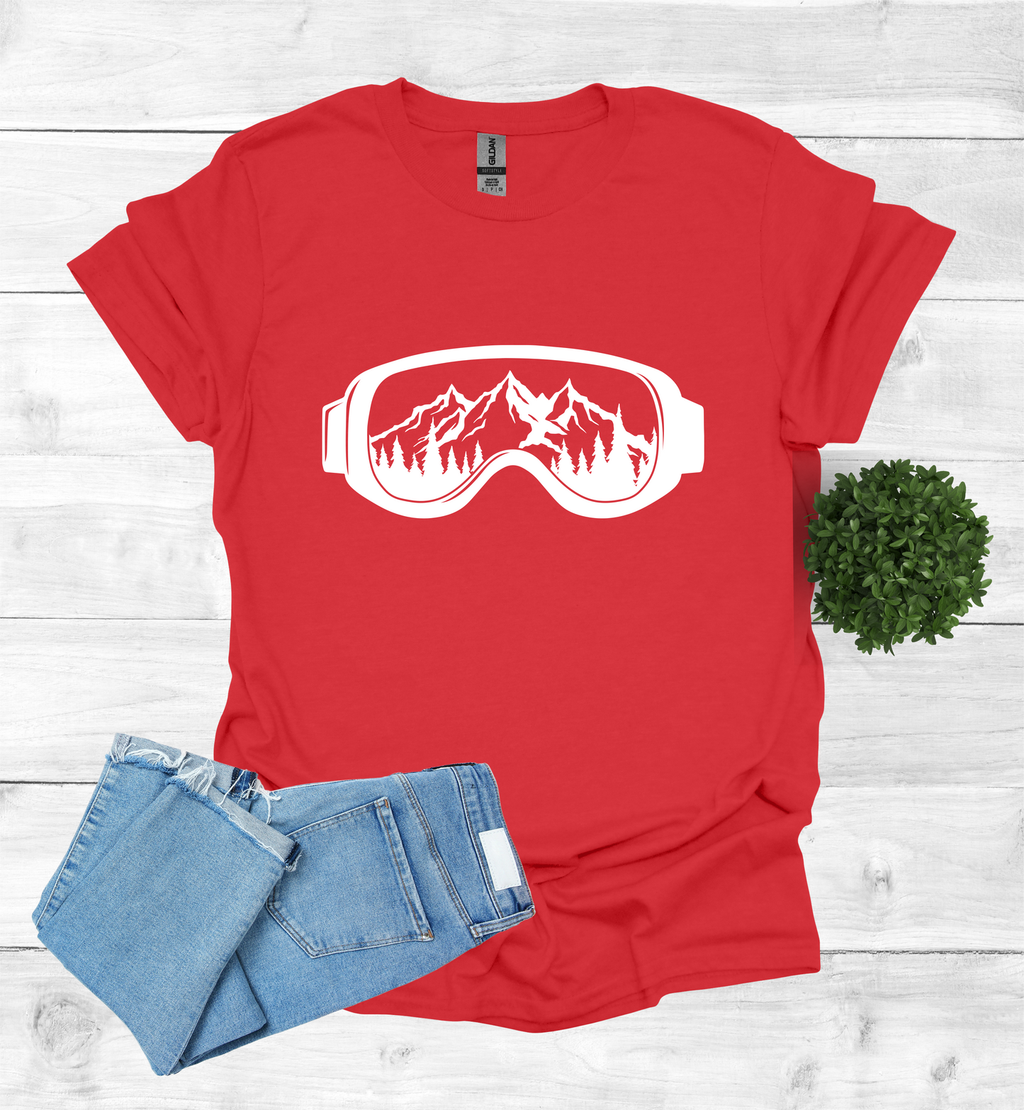 Snow Goggles Mountain Scene T-Shirt