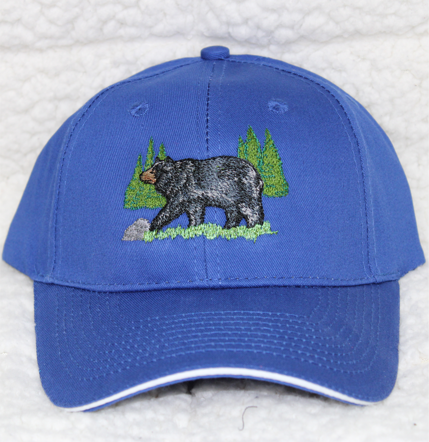 Black bear wildlife scene embroidered hat