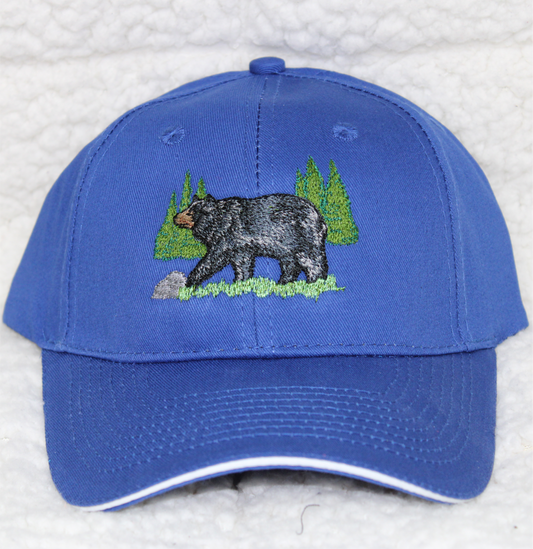 Black bear wildlife scene embroidered hat