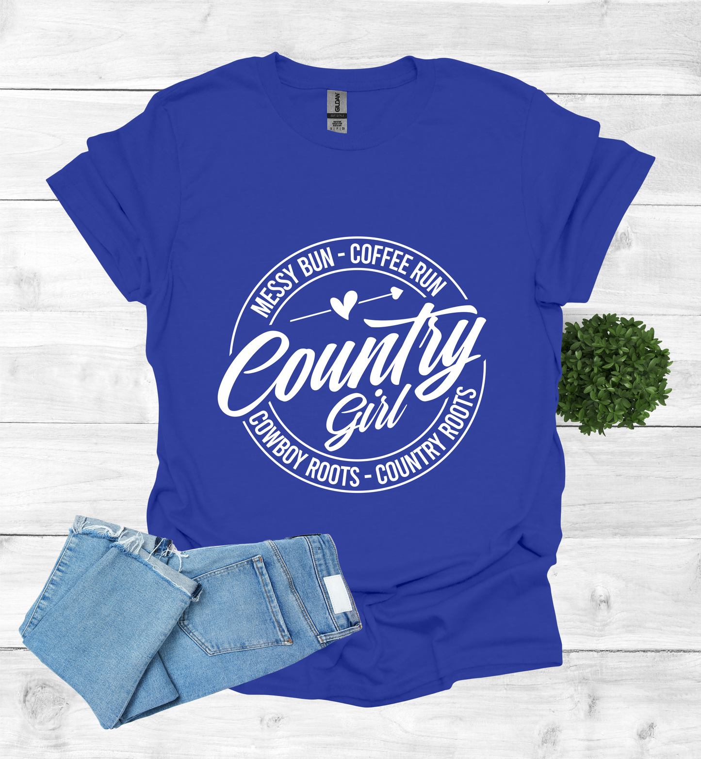 Country Girl Messy Bun, Coffee Run T-Shirt