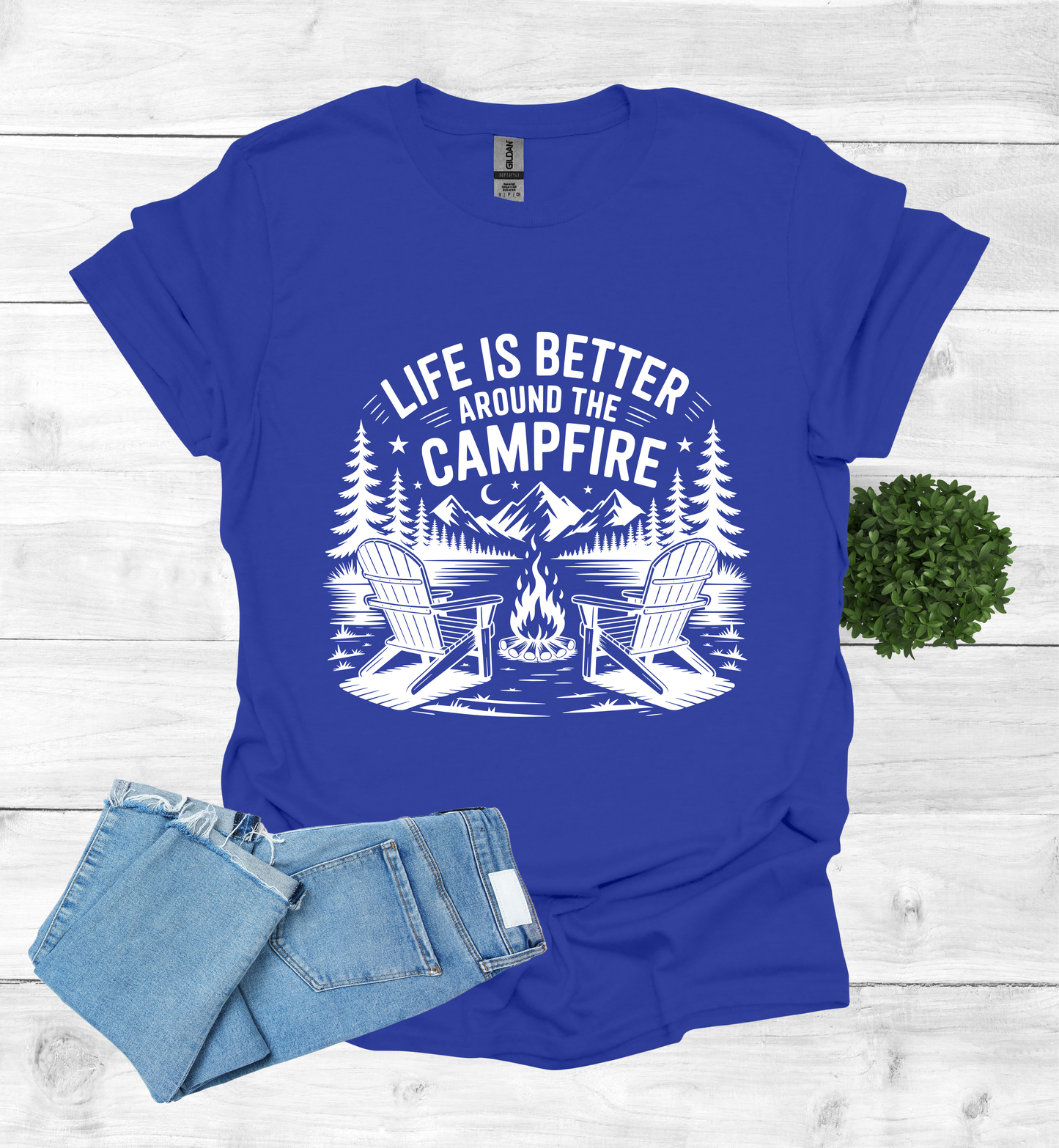 Life is better around the campfire scene