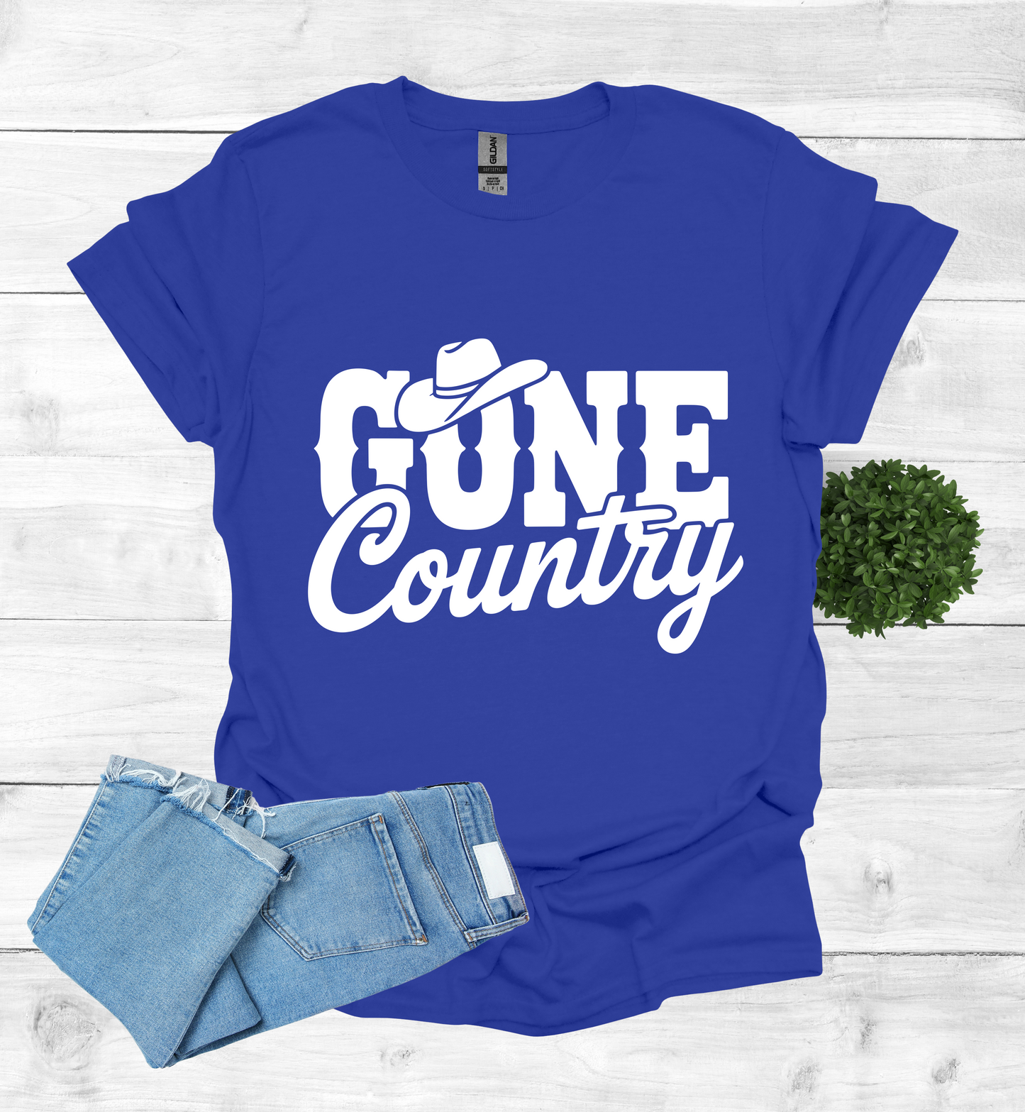 Gone Country saying with small Cowboy Hat
