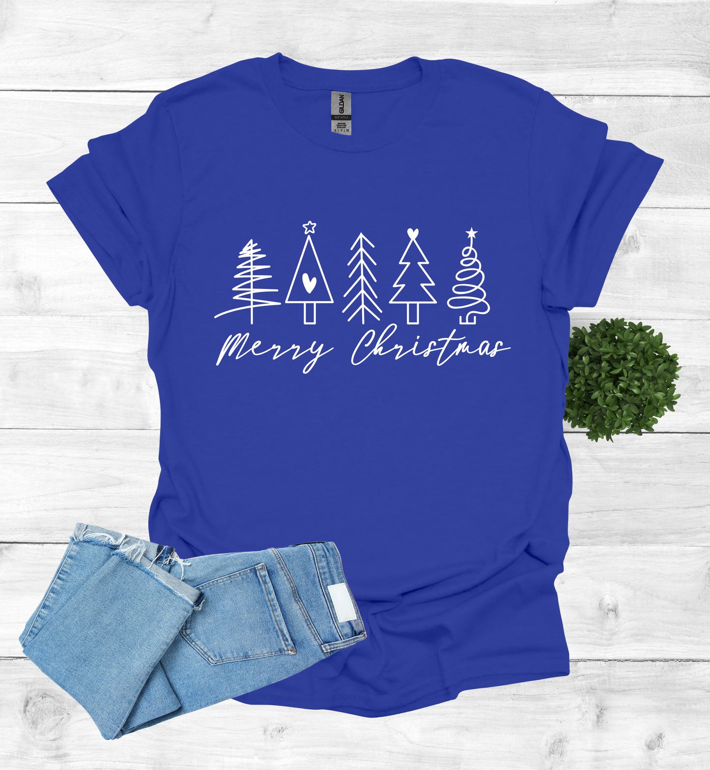 5 Christmas trees with Merry Christmas